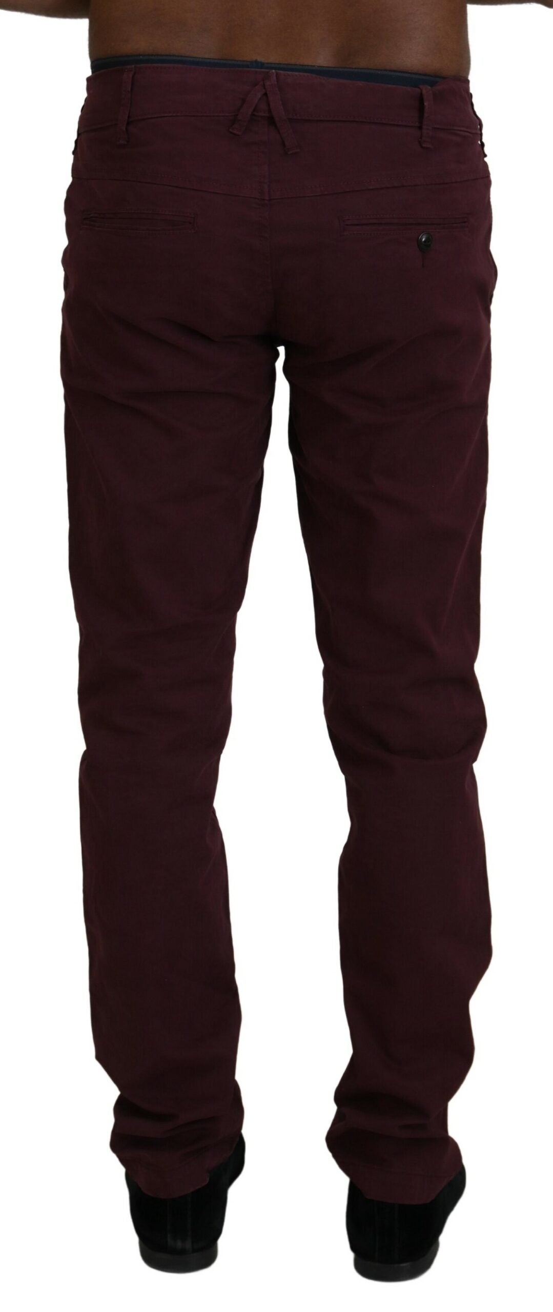 Maroon Cotton Stretch Skinny Casual Men Pants - ventzia