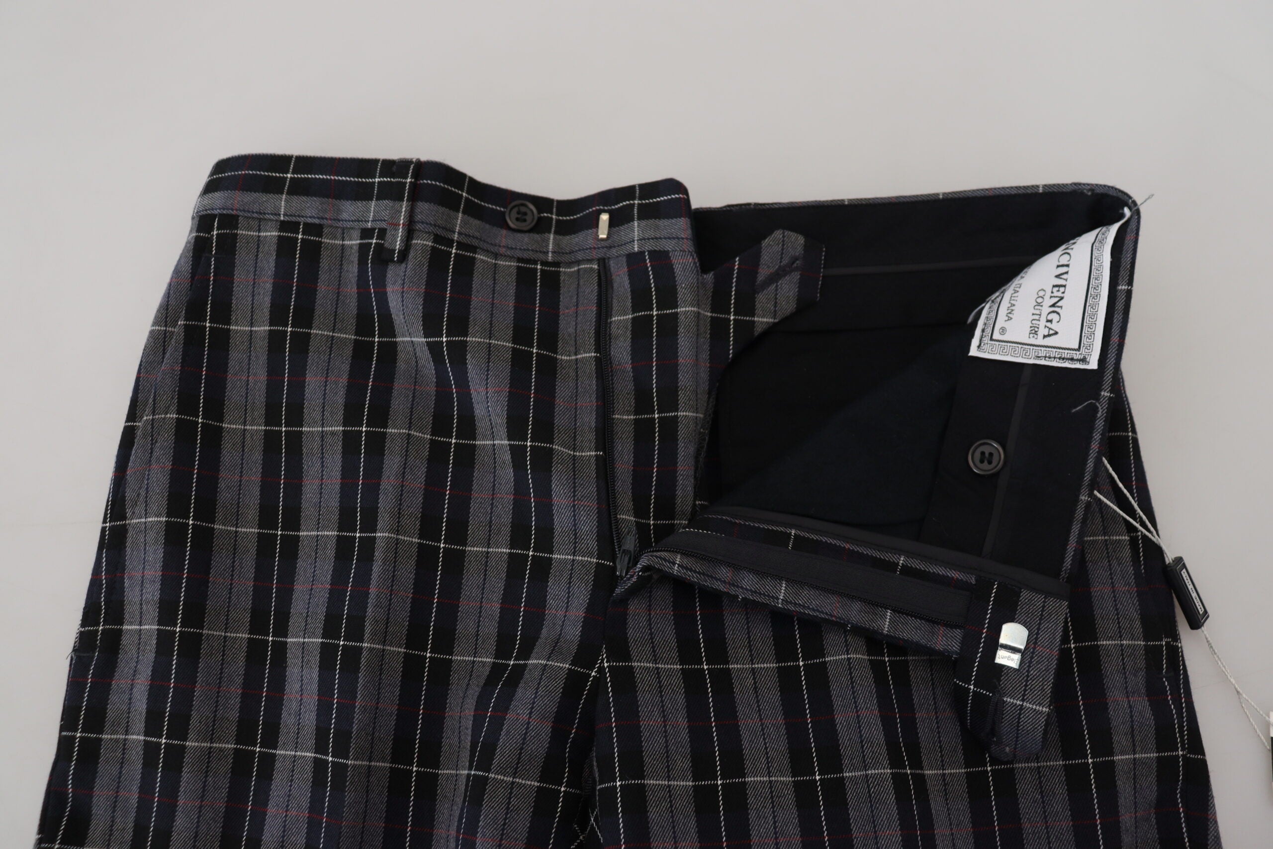 Gray Checkered Slim Fit Men Pants - ventzia