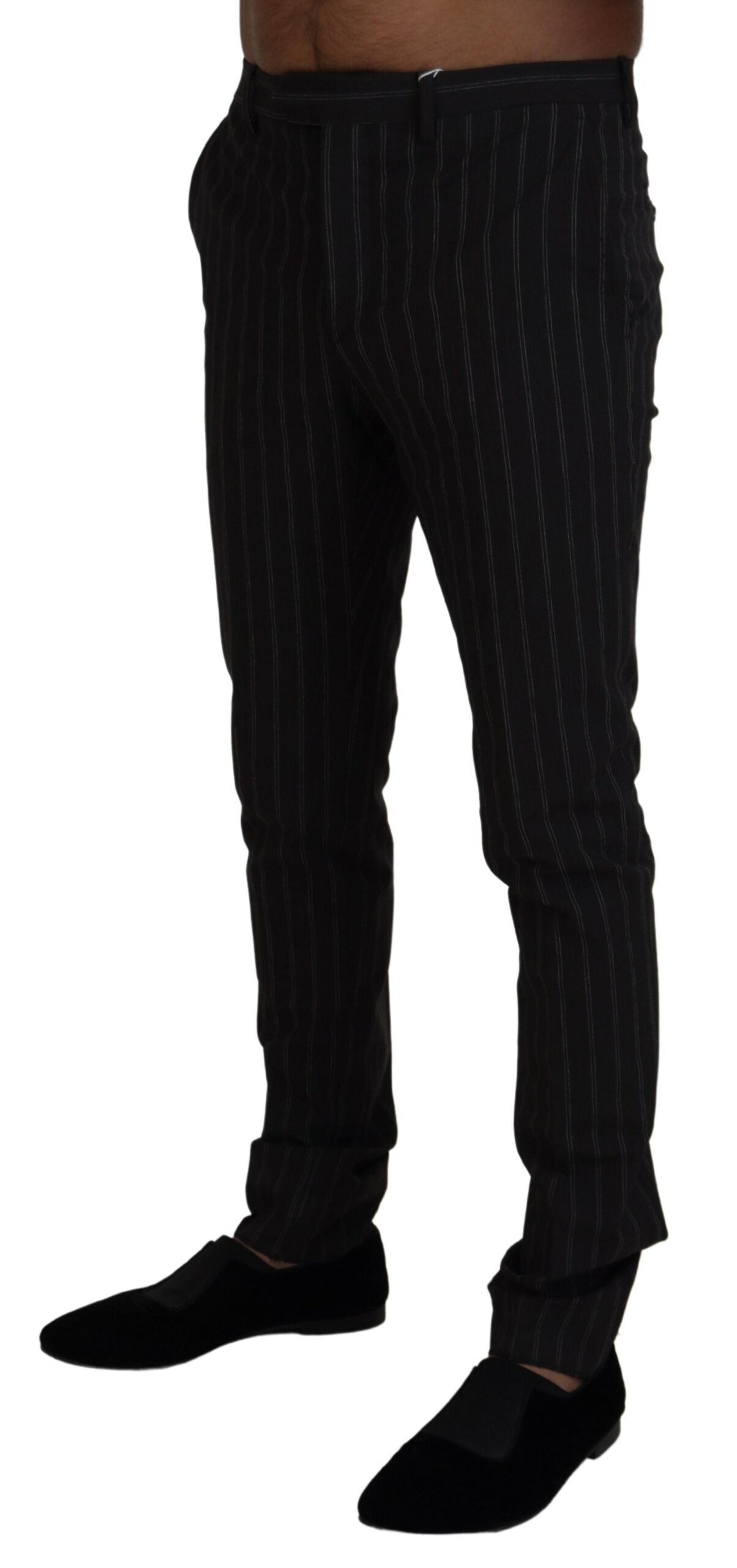Black Stripes Viscose Dress Pants - ventzia