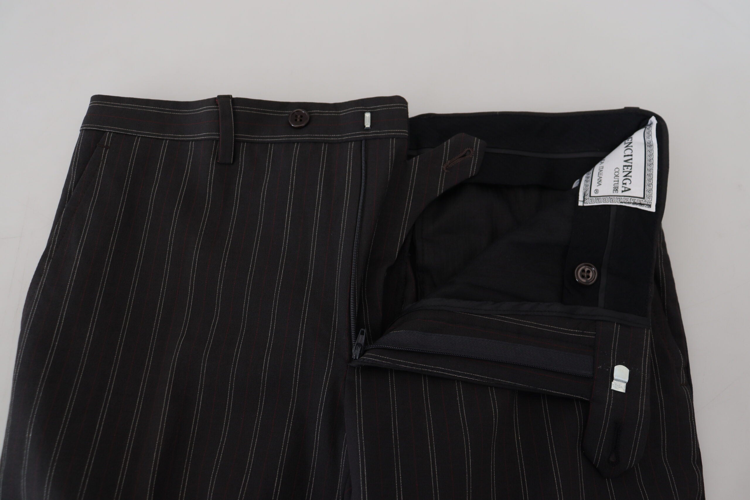 Black Stripes Viscose Dress Pants - ventzia