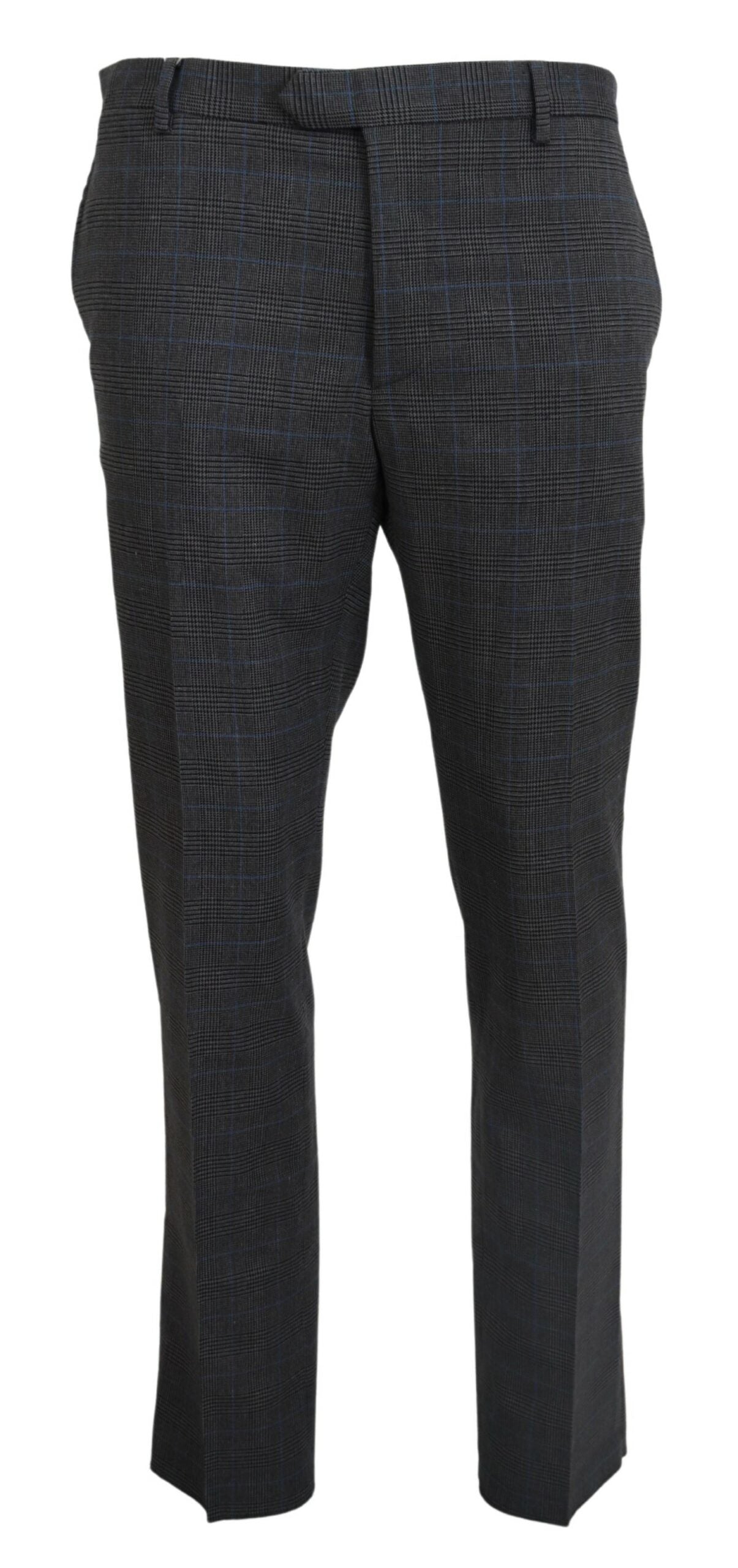 Gray Checkered Wool Dress Formal Pants - ventzia