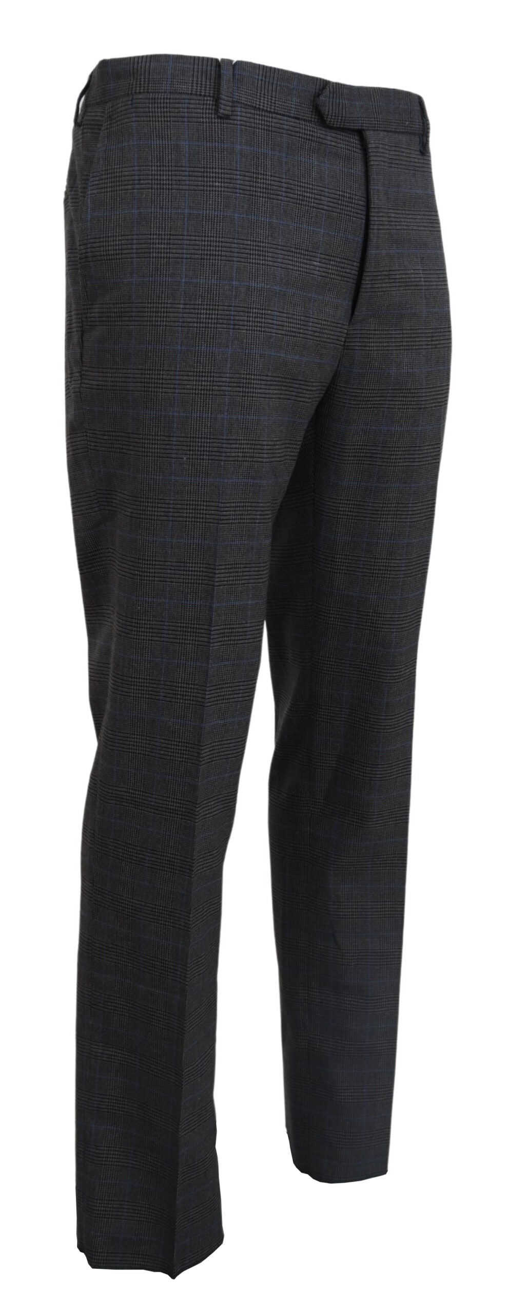 Gray Checkered Wool Dress Formal Pants - ventzia