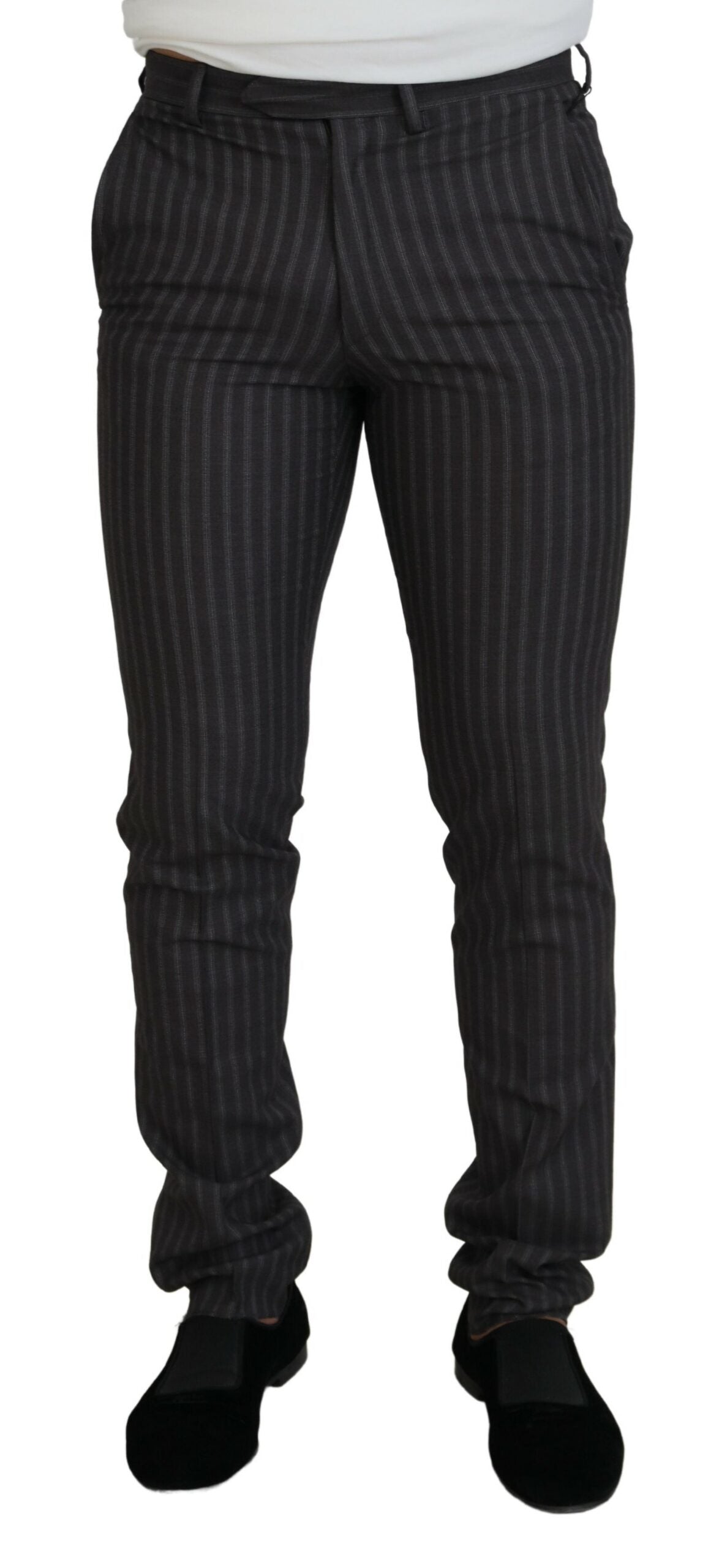 Brown Stripes Slim Fit Men Pants - ventzia