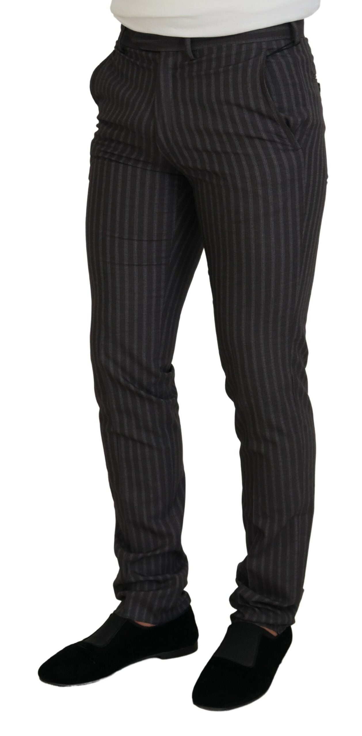 Brown Stripes Slim Fit Men Pants - ventzia