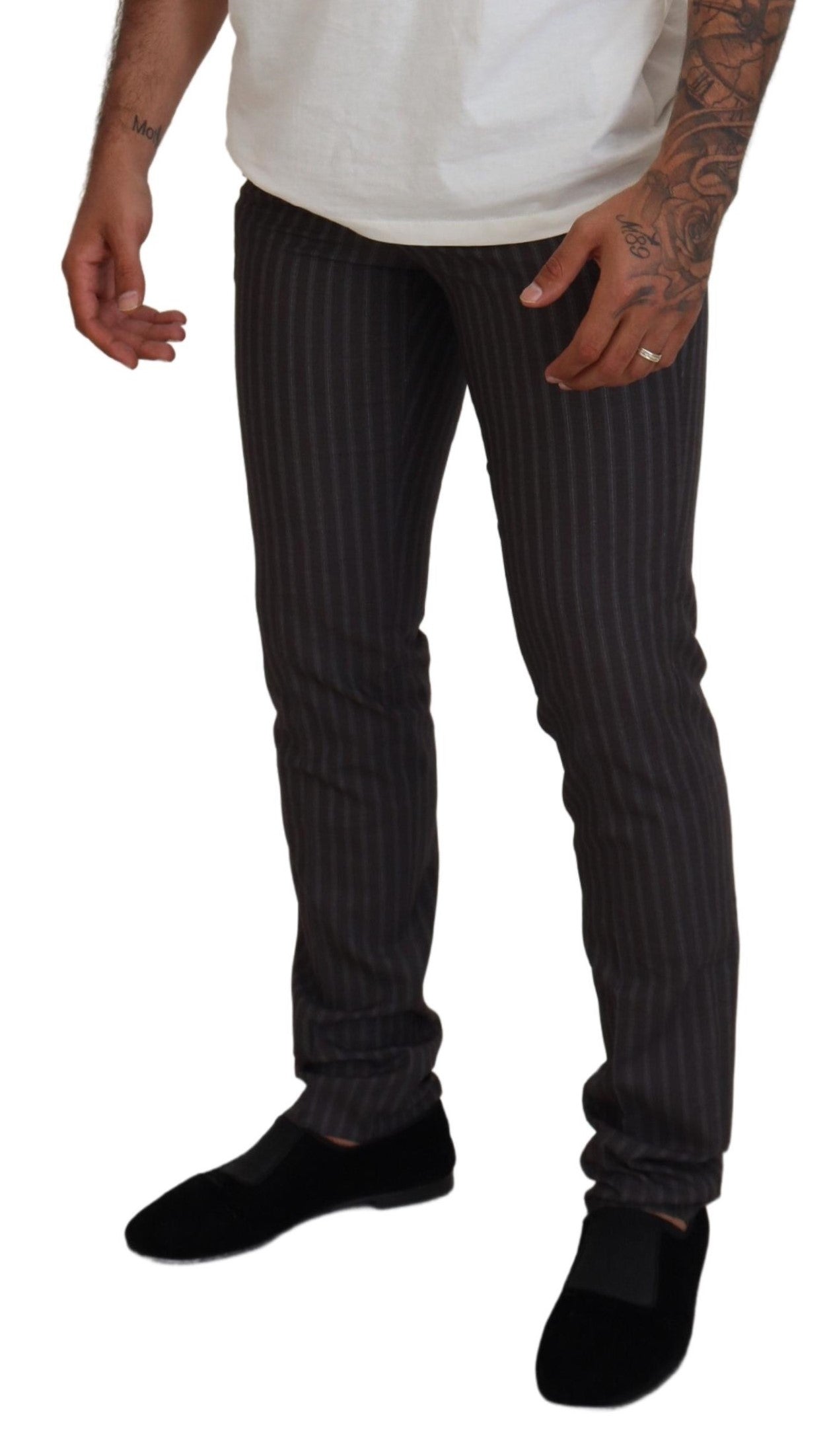 Brown Stripes Slim Fit Men Pants - ventzia