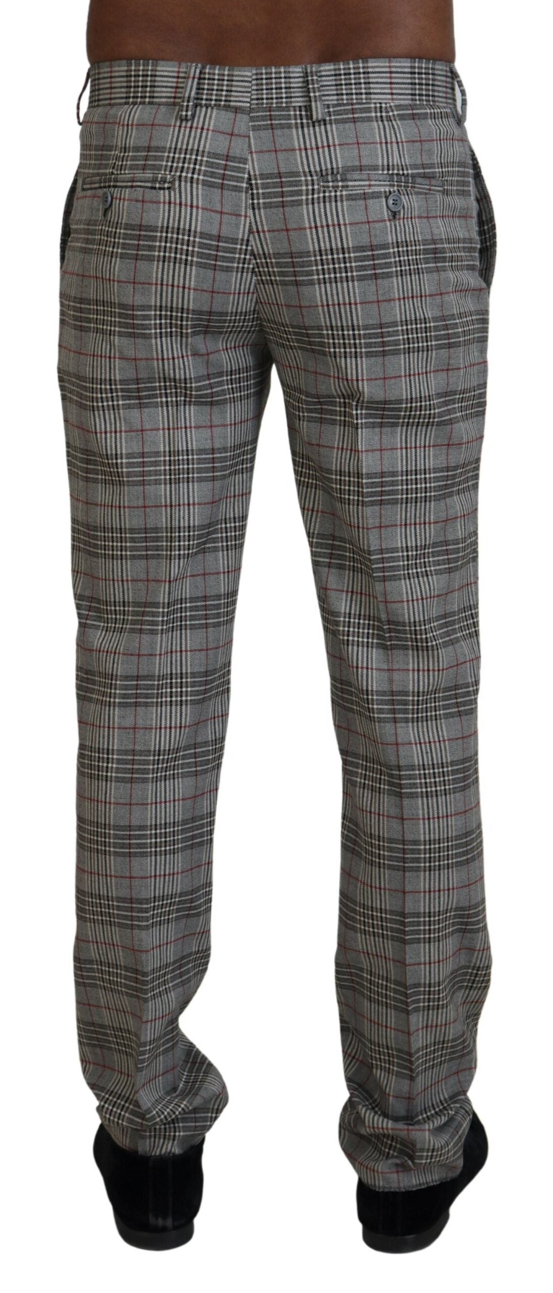 Gray Checkered Skinny Men Pants - ventzia