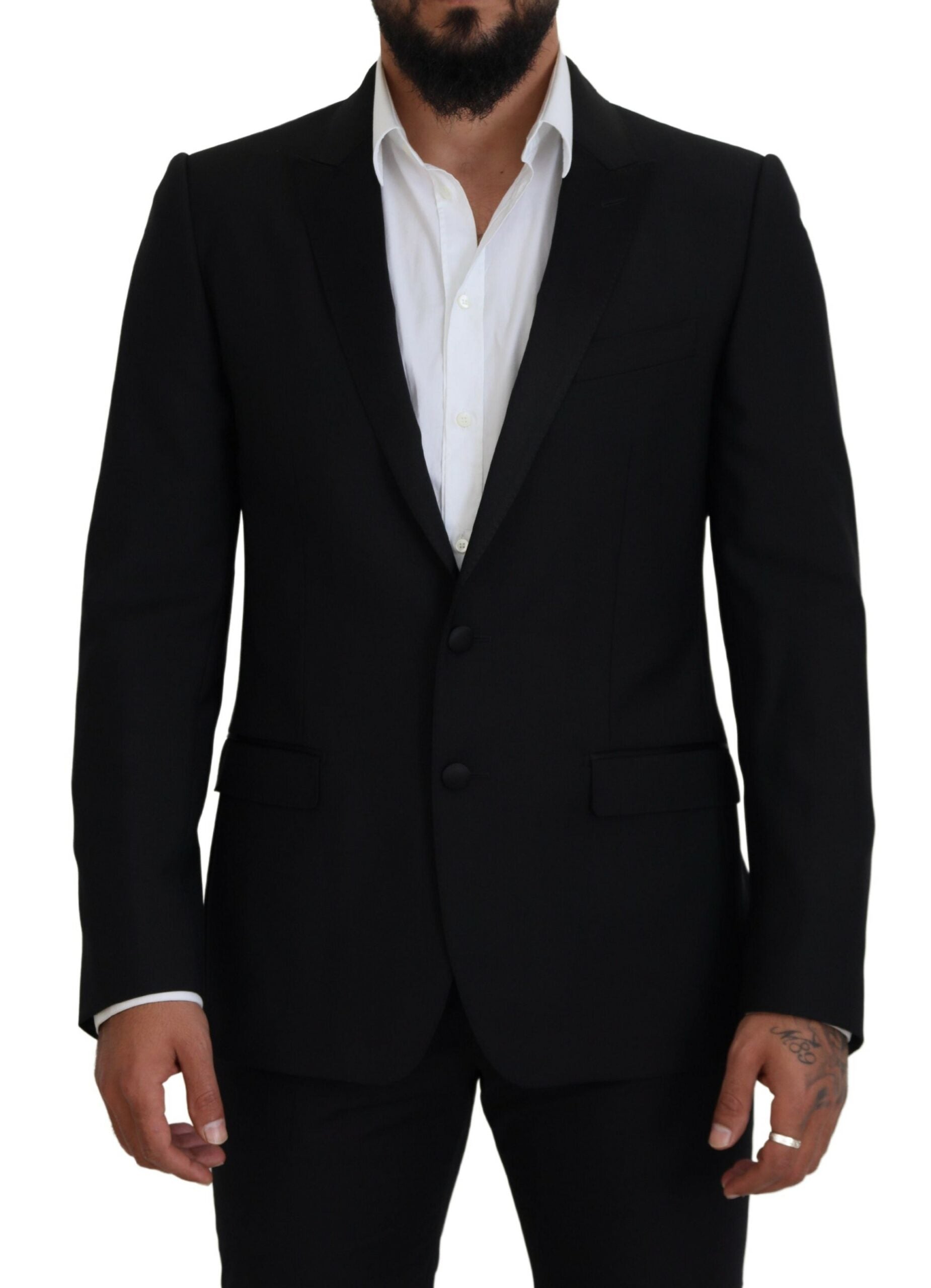 Black Slim Fit Formal Martini Blazer - ventzia