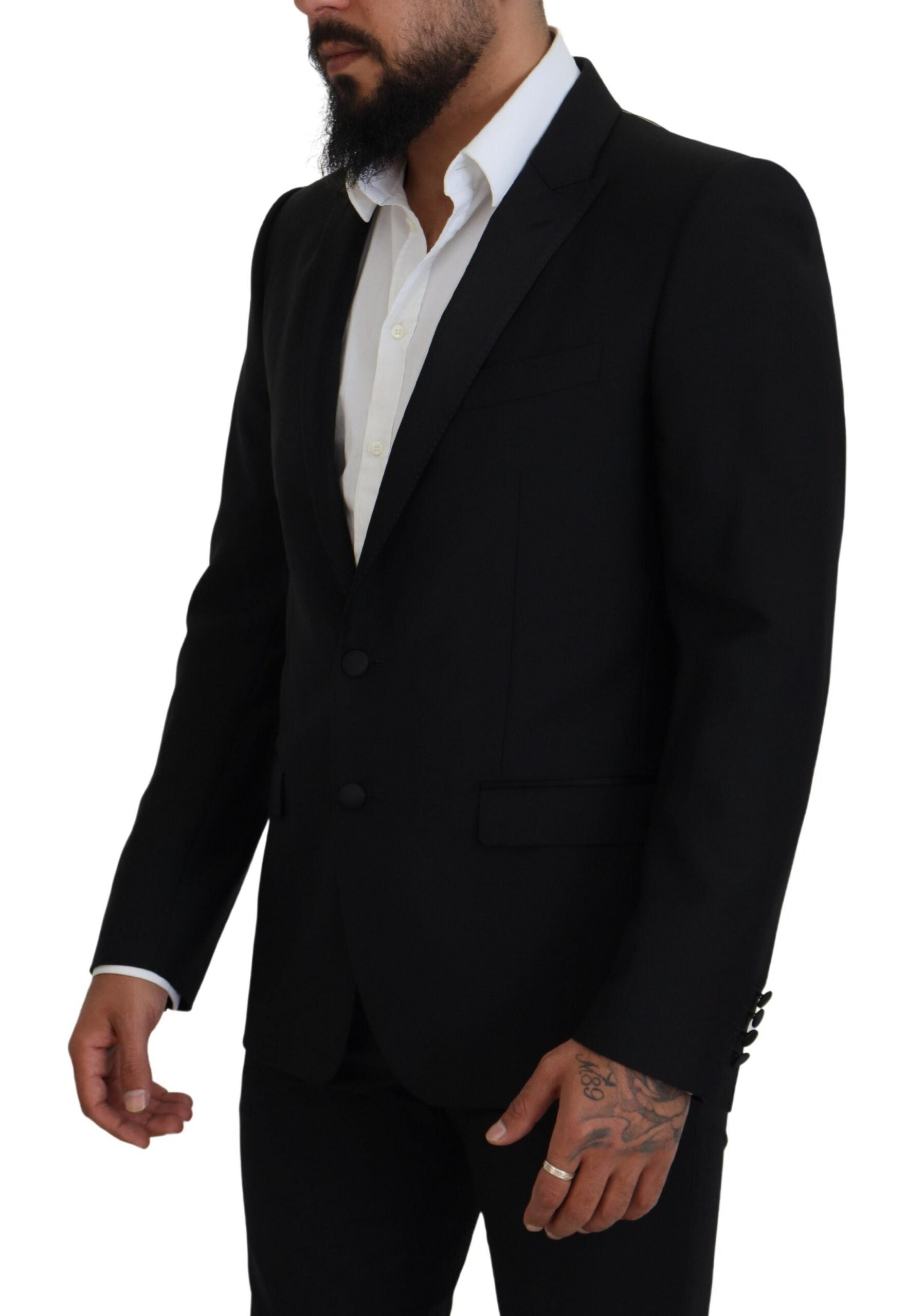 Black Slim Fit Formal Martini Blazer - ventzia