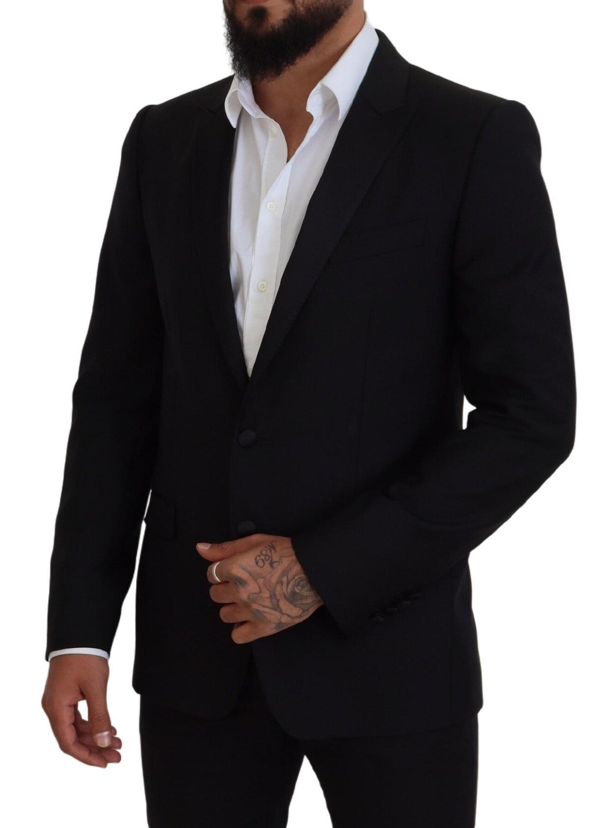 Black Slim Fit Formal Martini Blazer - ventzia