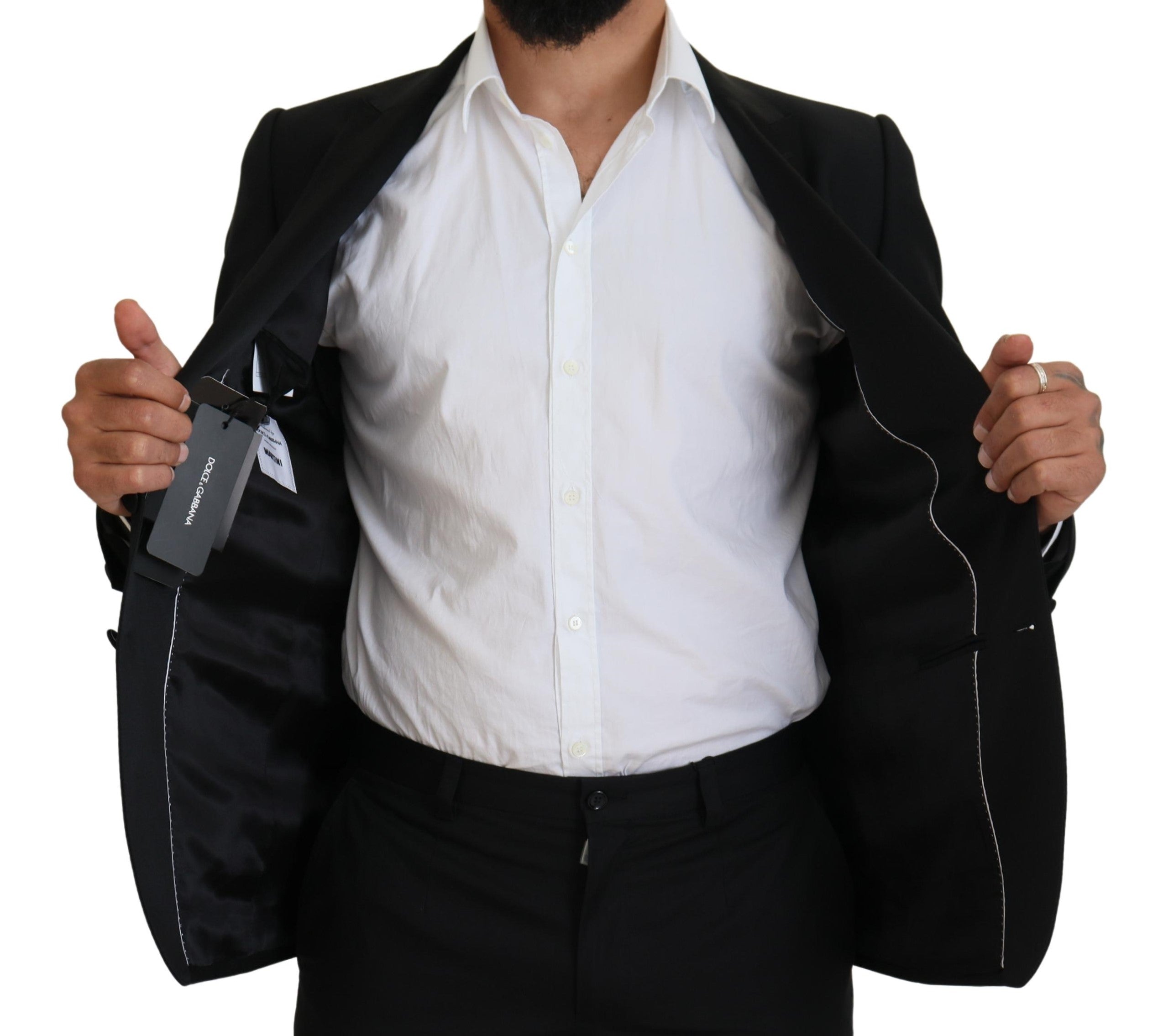Black Slim Fit Formal Martini Blazer - ventzia