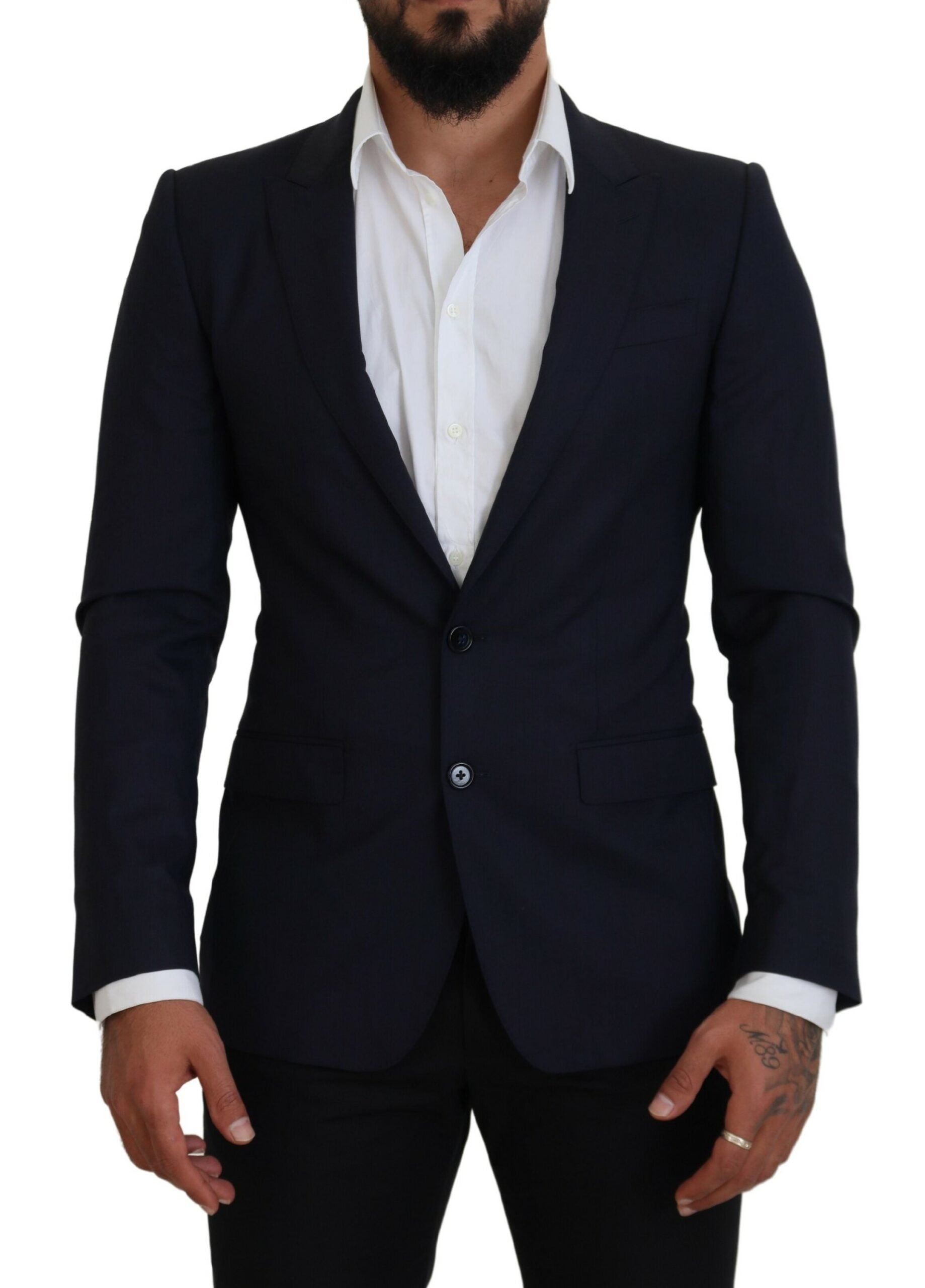 Blue Wool Slim Fit Formal Coat Blazer - ventzia