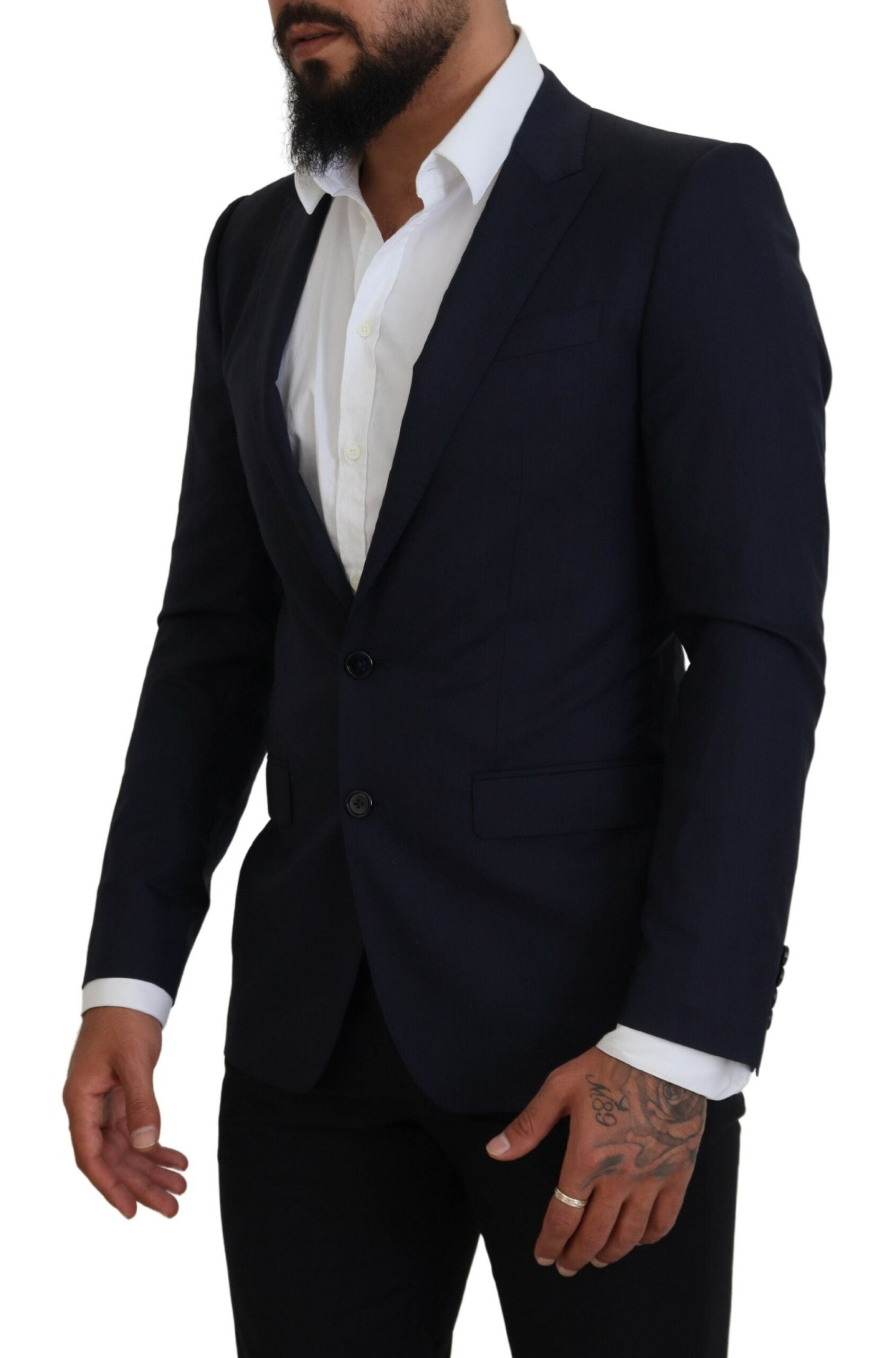Blue Wool Slim Fit Formal Coat Blazer - ventzia
