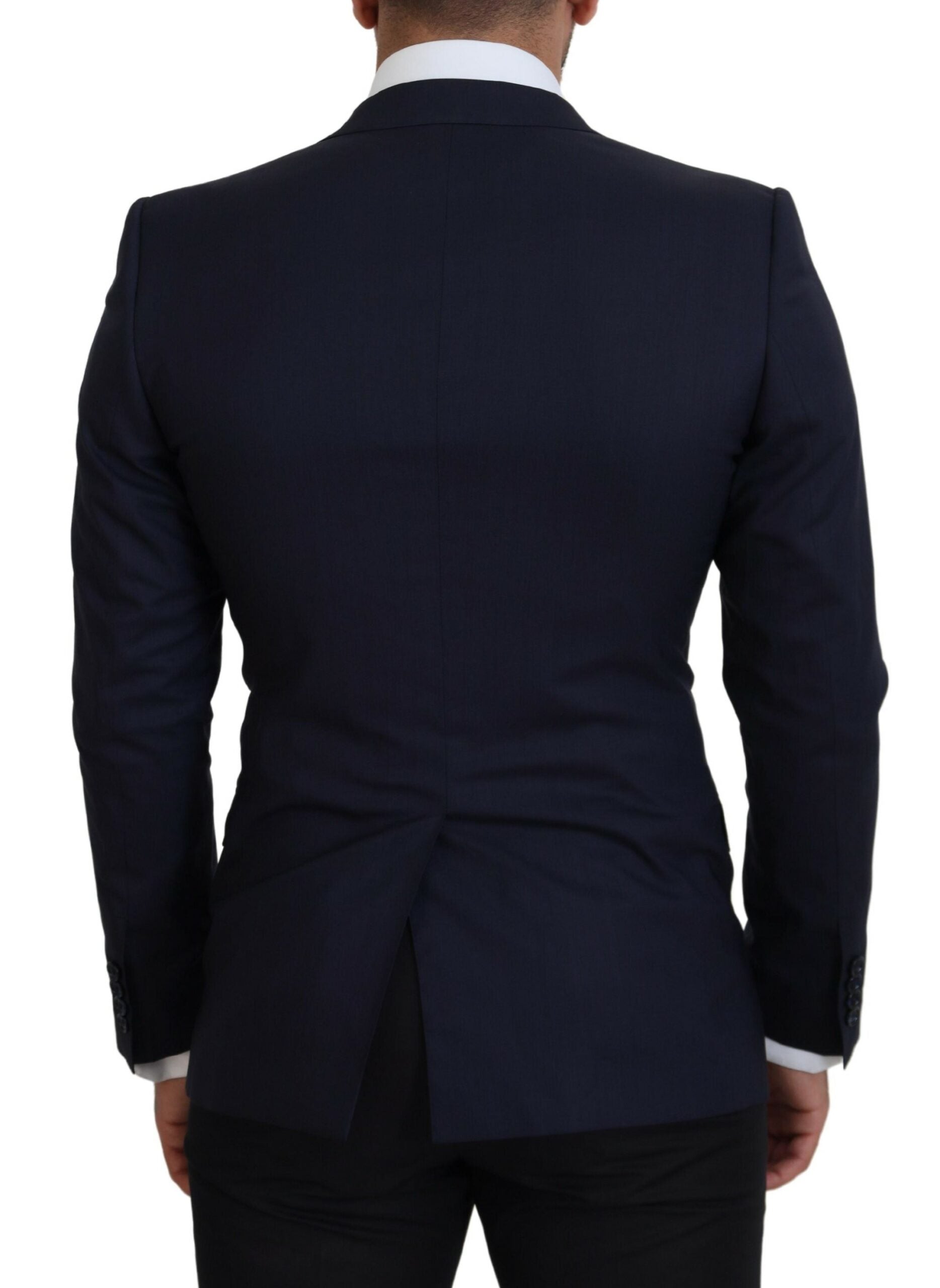 Blue Wool Slim Fit Formal Coat Blazer - ventzia