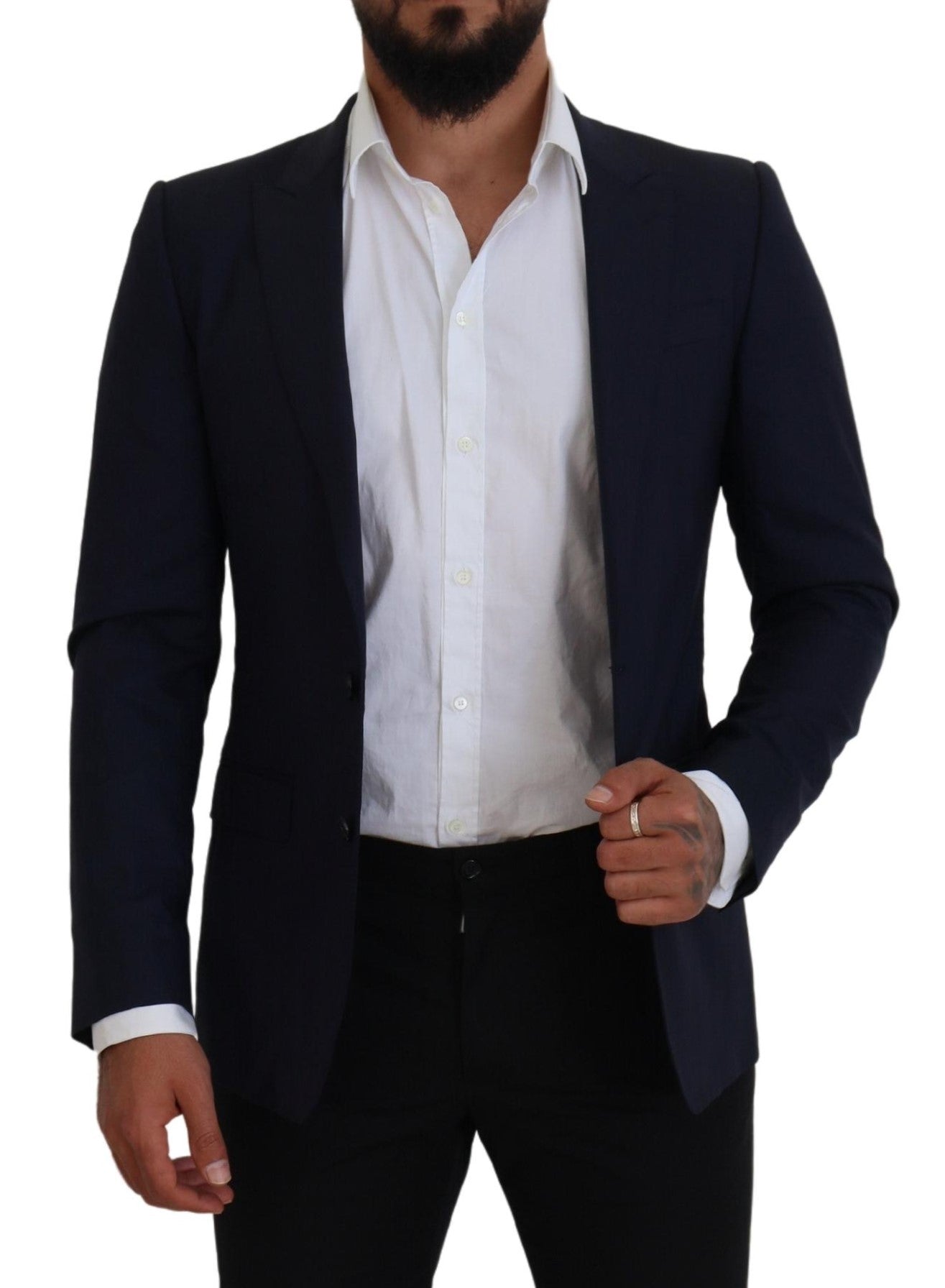 Blue Wool Slim Fit Formal Coat Blazer - ventzia