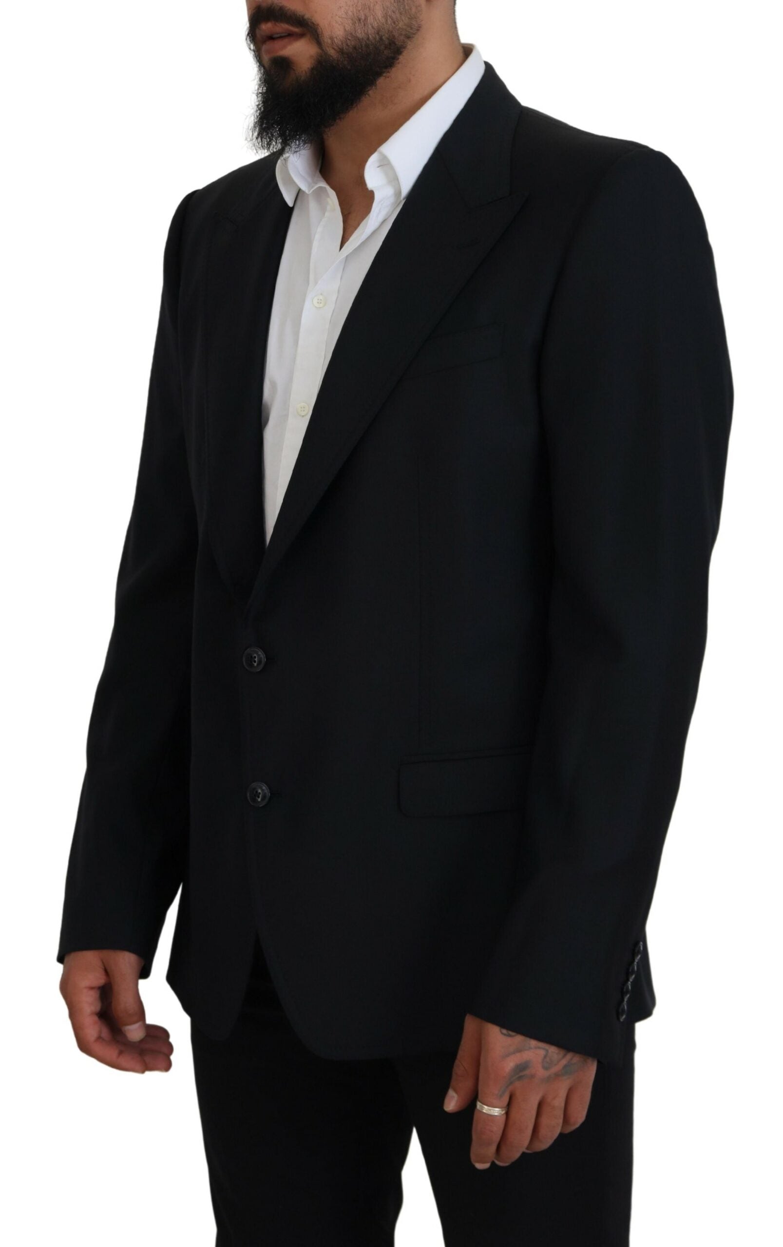 Dark Blue Wool Formal Sicilia Blazer - ventzia