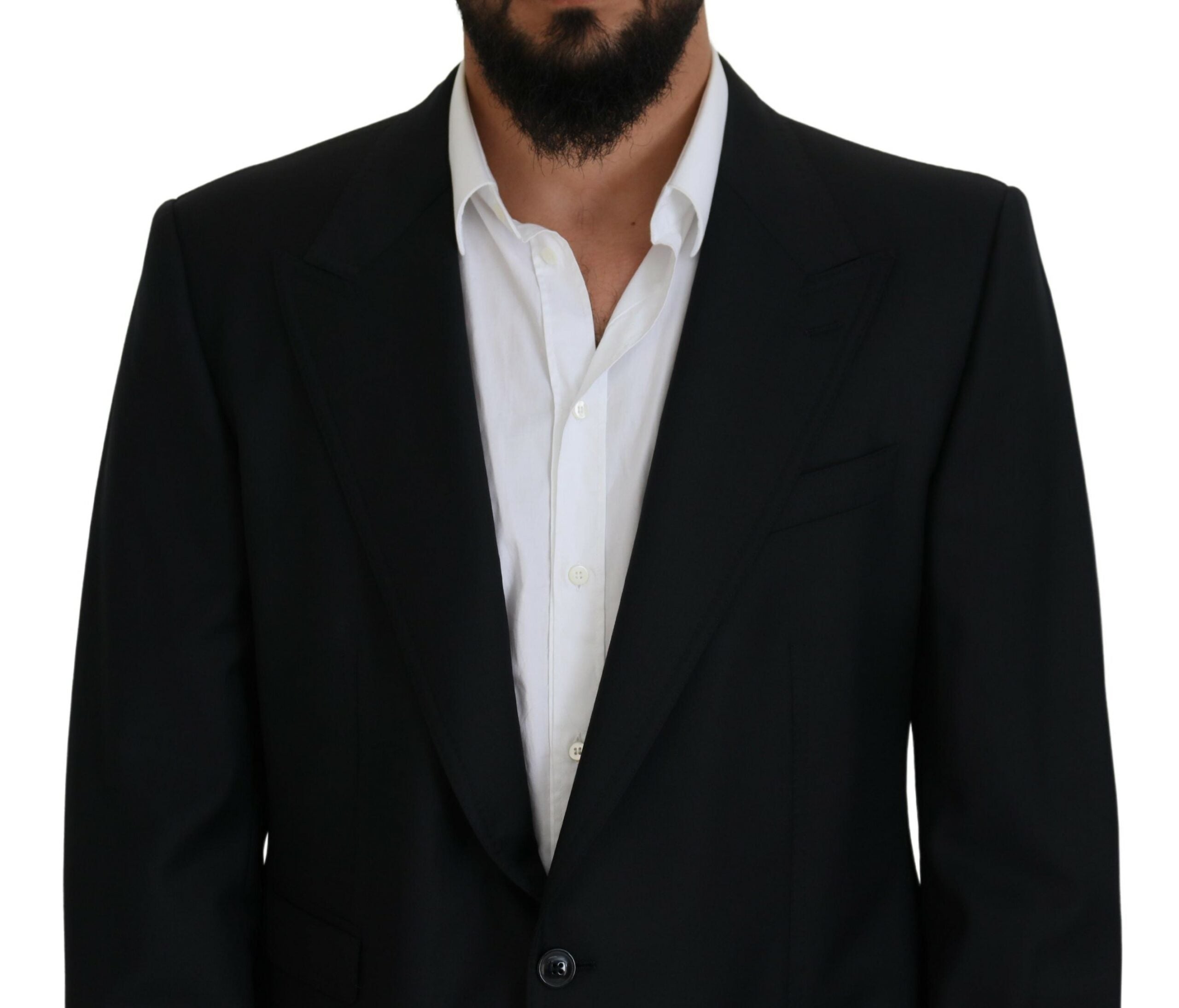 Dark Blue Wool Formal Sicilia Blazer - ventzia