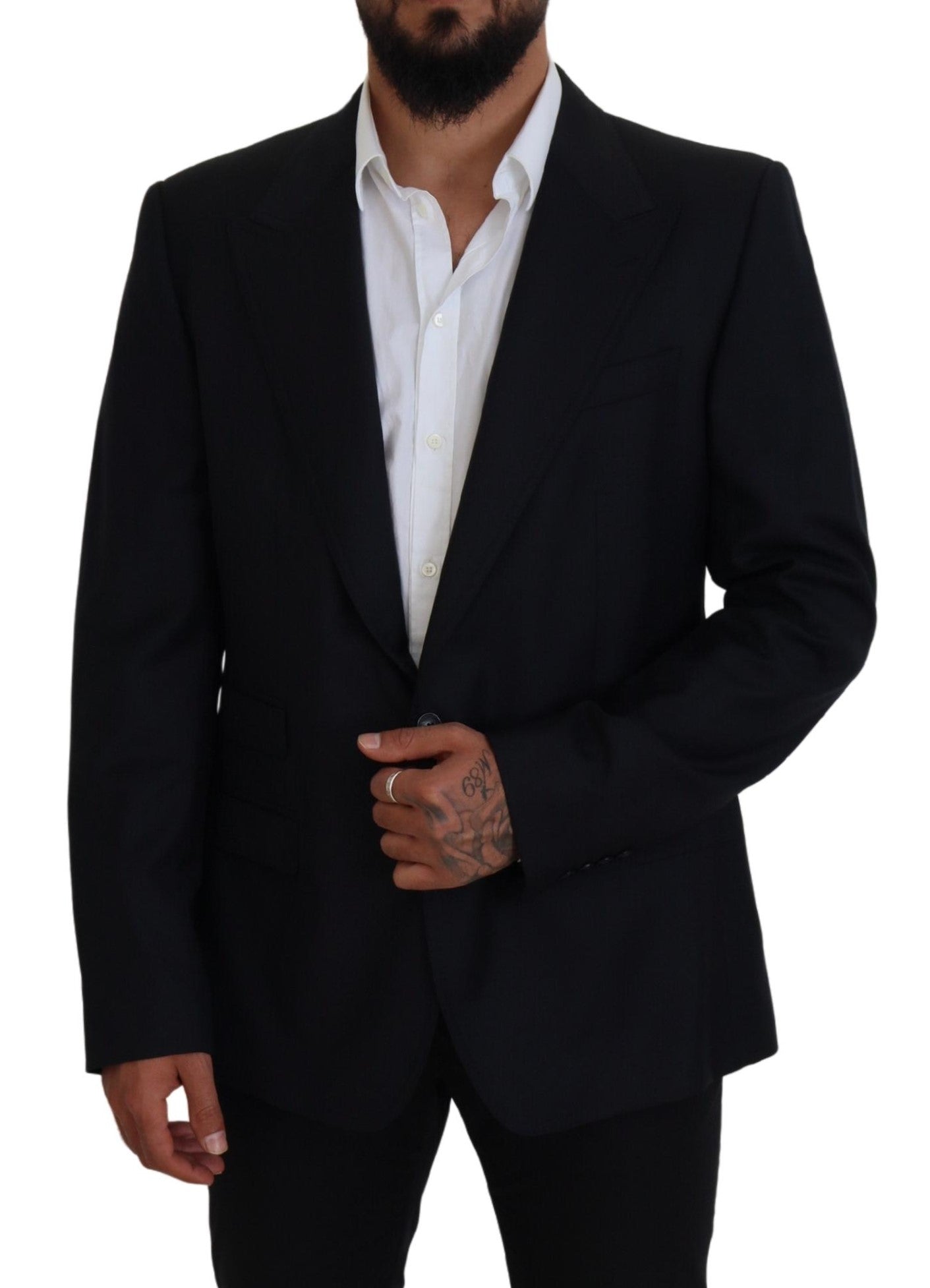 Dark Blue Wool Formal Sicilia Blazer - ventzia