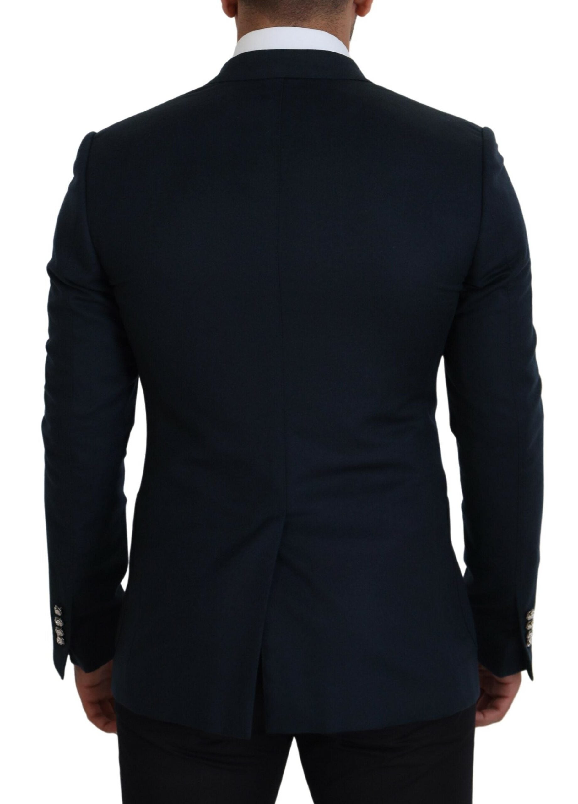 Blue Double Breasted Formal Coat Blazer - ventzia
