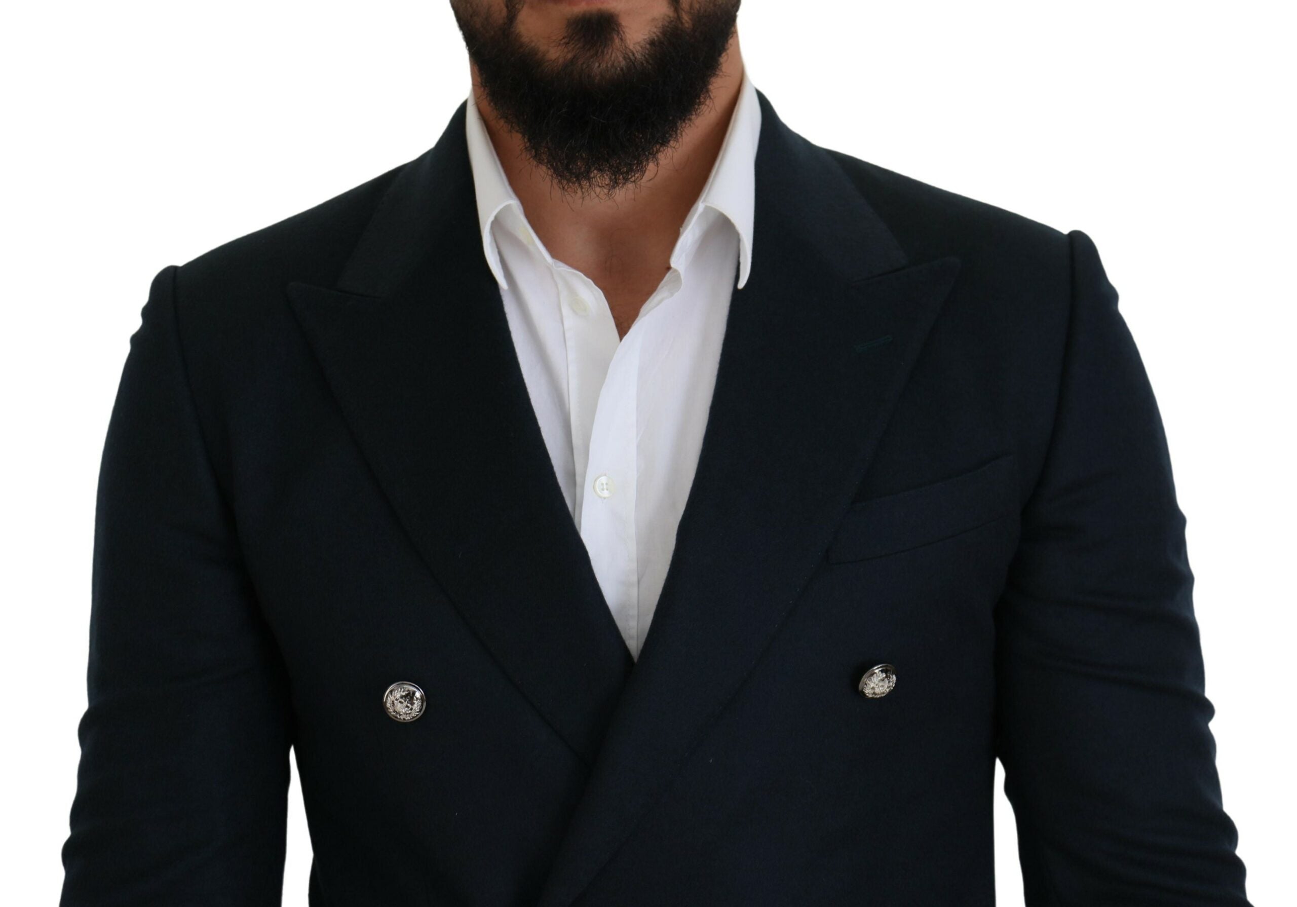 Blue Double Breasted Formal Coat Blazer - ventzia