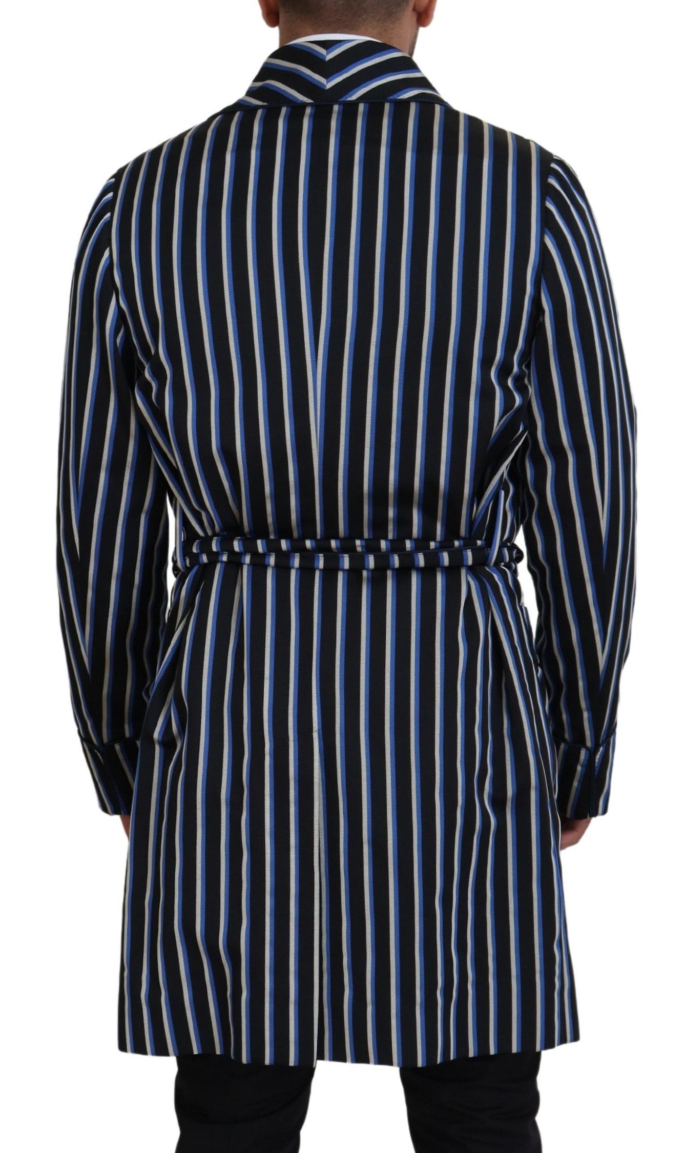 Black Blue Martini Printed Lining Robe - ventzia