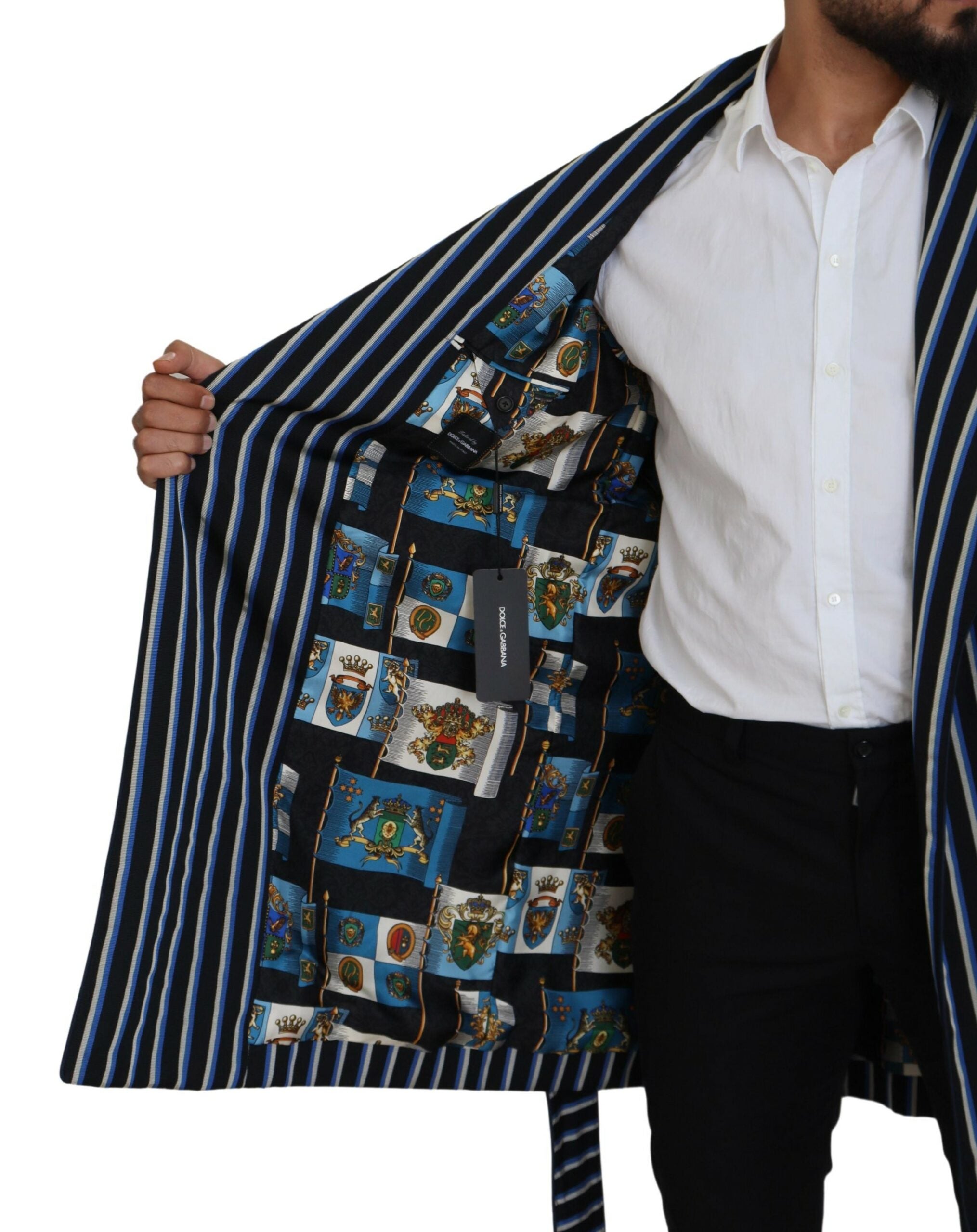 Black Blue Martini Printed Lining Robe - ventzia