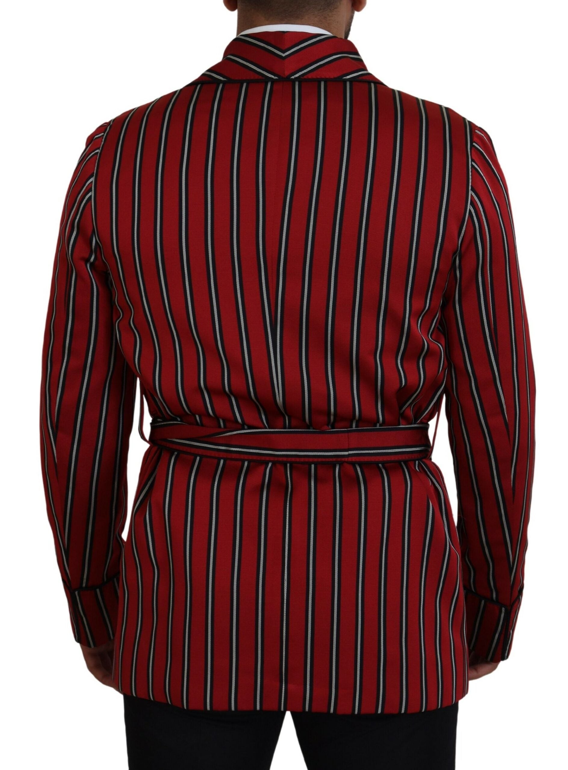 Red Striped Martini Printed Lining Robe - ventzia