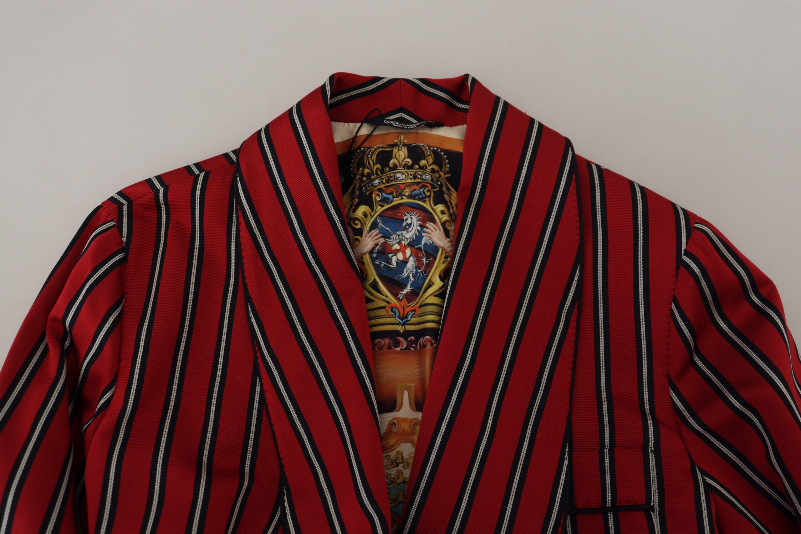 Red Striped Martini Printed Lining Robe - ventzia