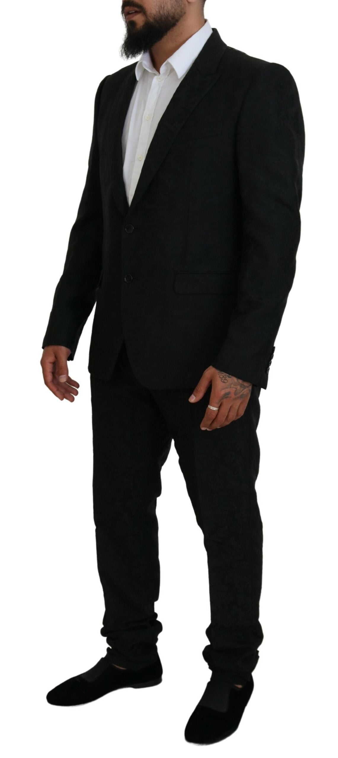 Black Single Breasted 2 Piece MARTINI Suit - ventzia