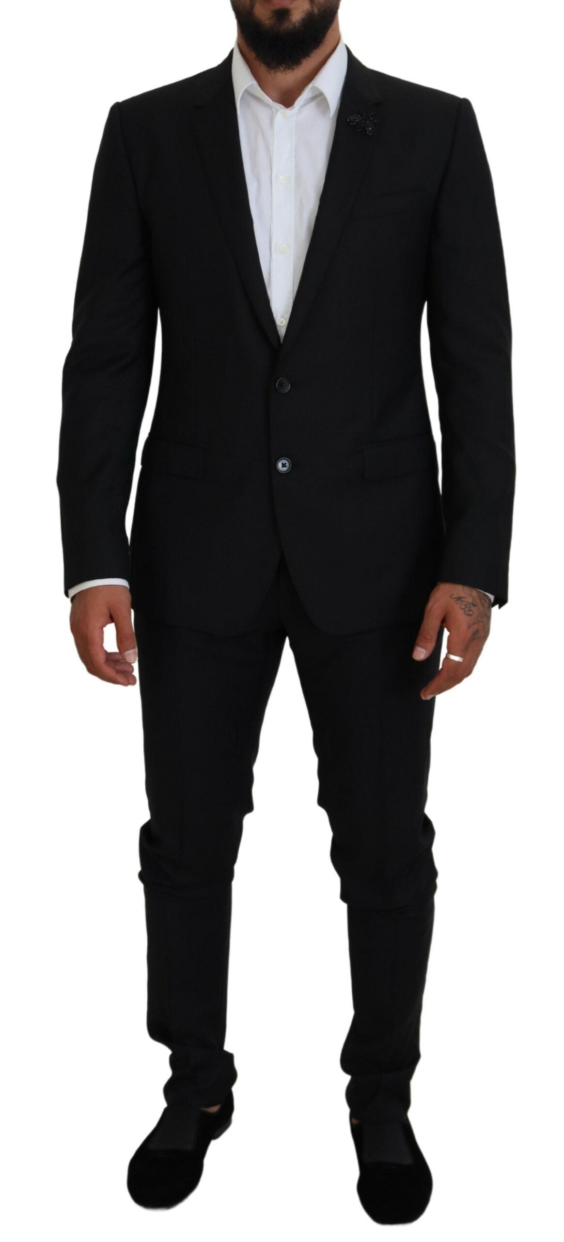 Black Single Breasted 2 Piece MARTINI Suit - ventzia