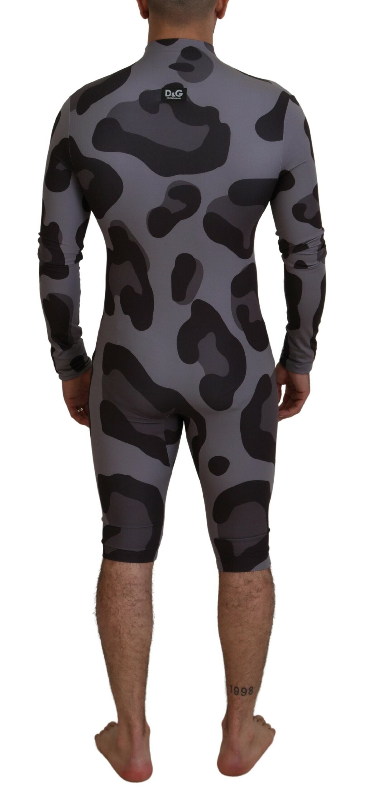 Gray Patterned Polyester Wetsuit Swimwear - ventzia