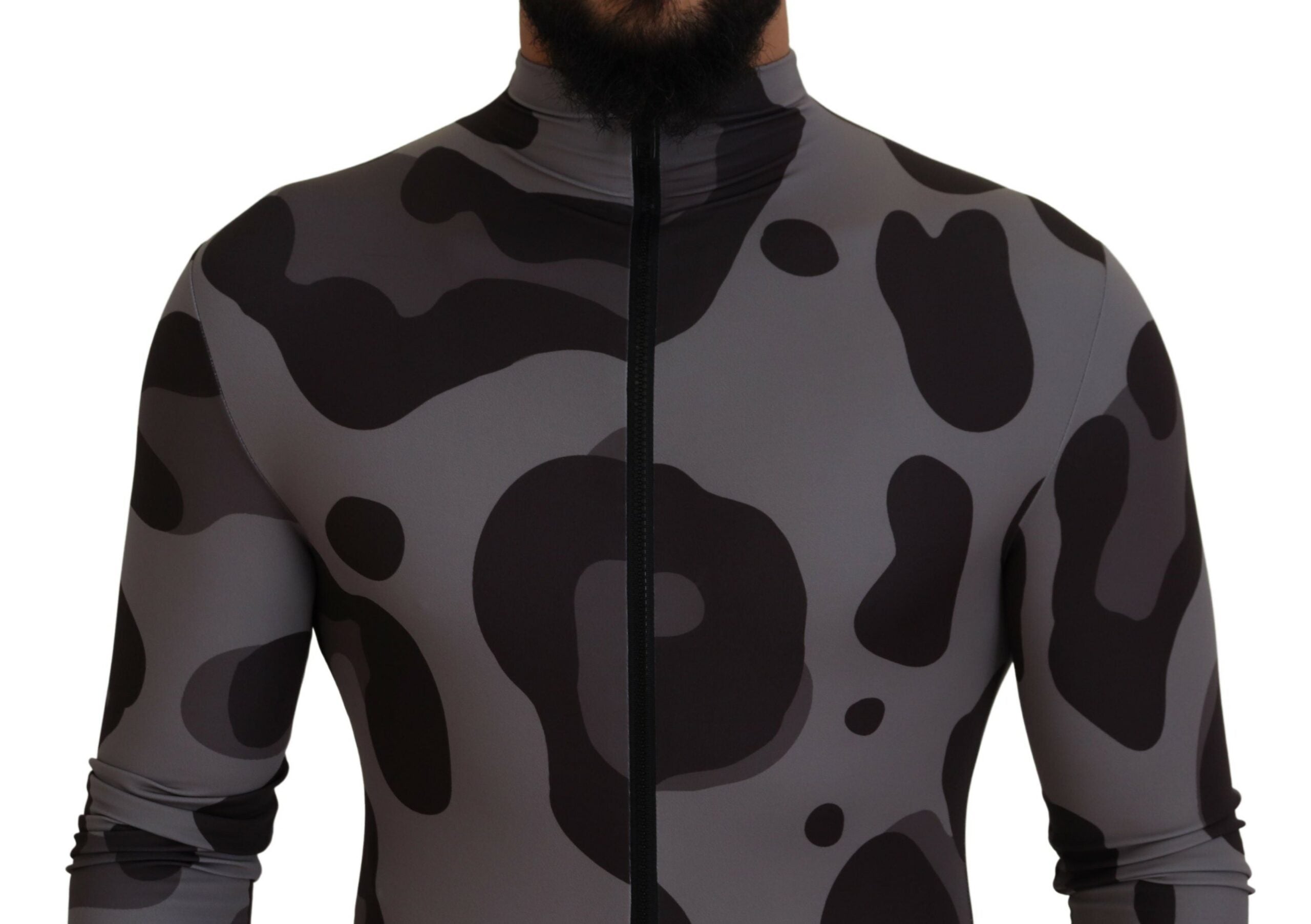 Gray Patterned Polyester Wetsuit Swimwear - ventzia