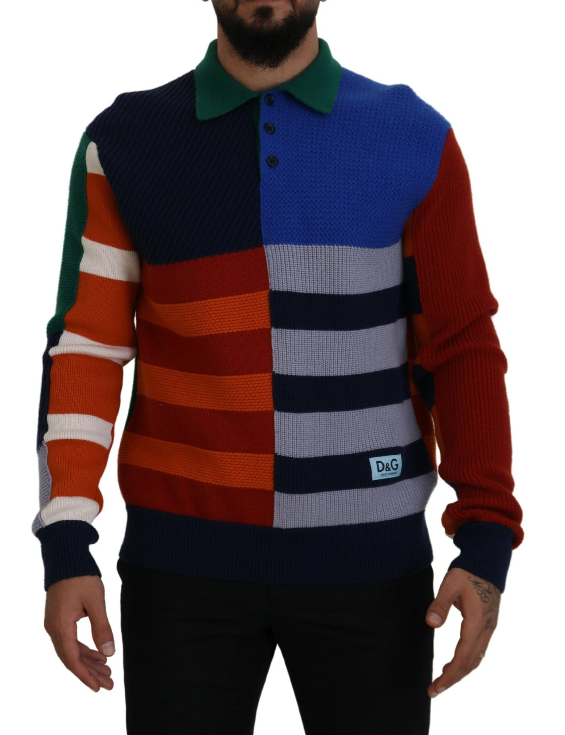 Multicolor Stripes Wool Pullover Sweater - ventzia