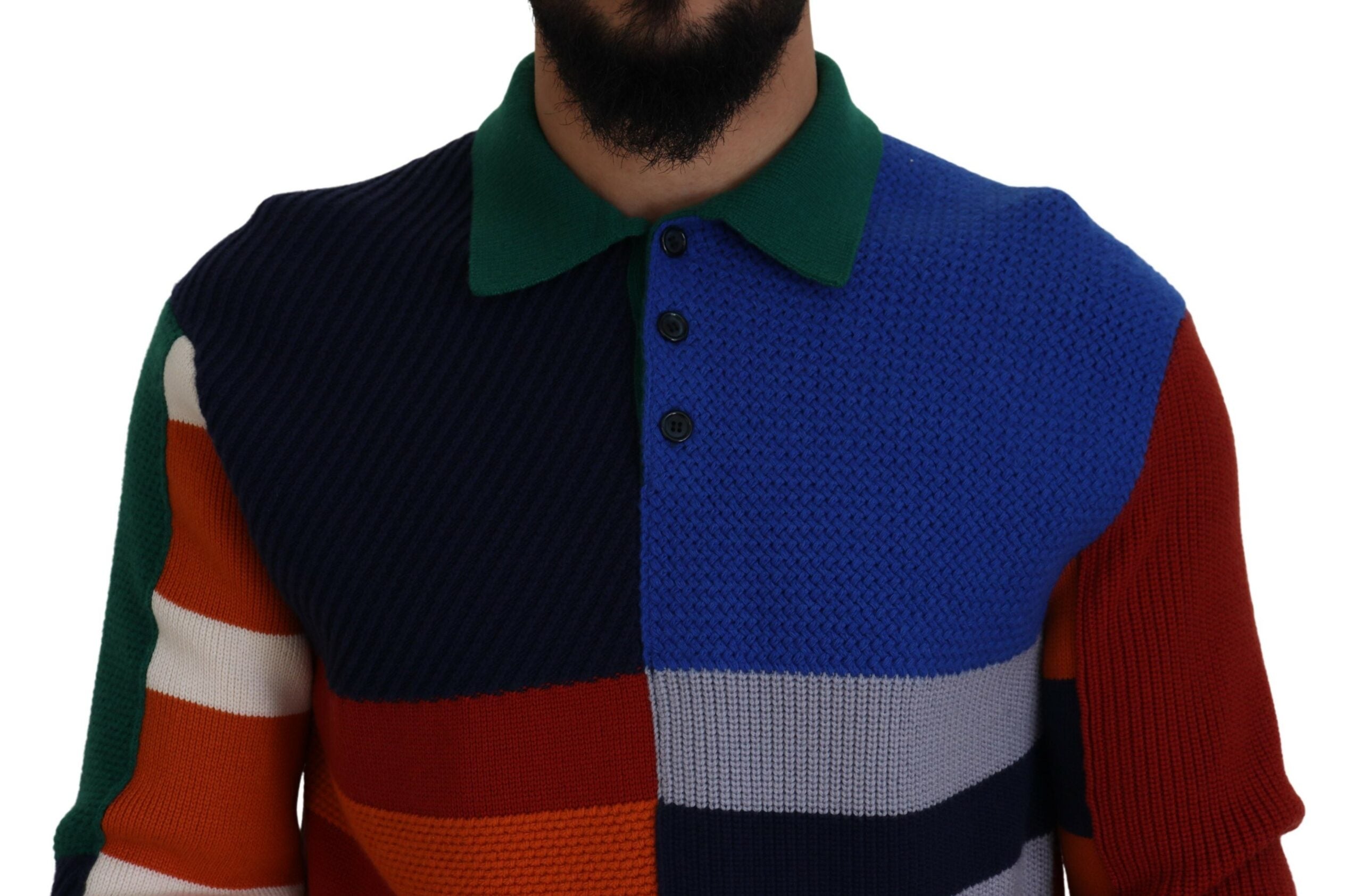 Multicolor Stripes Wool Pullover Sweater - ventzia