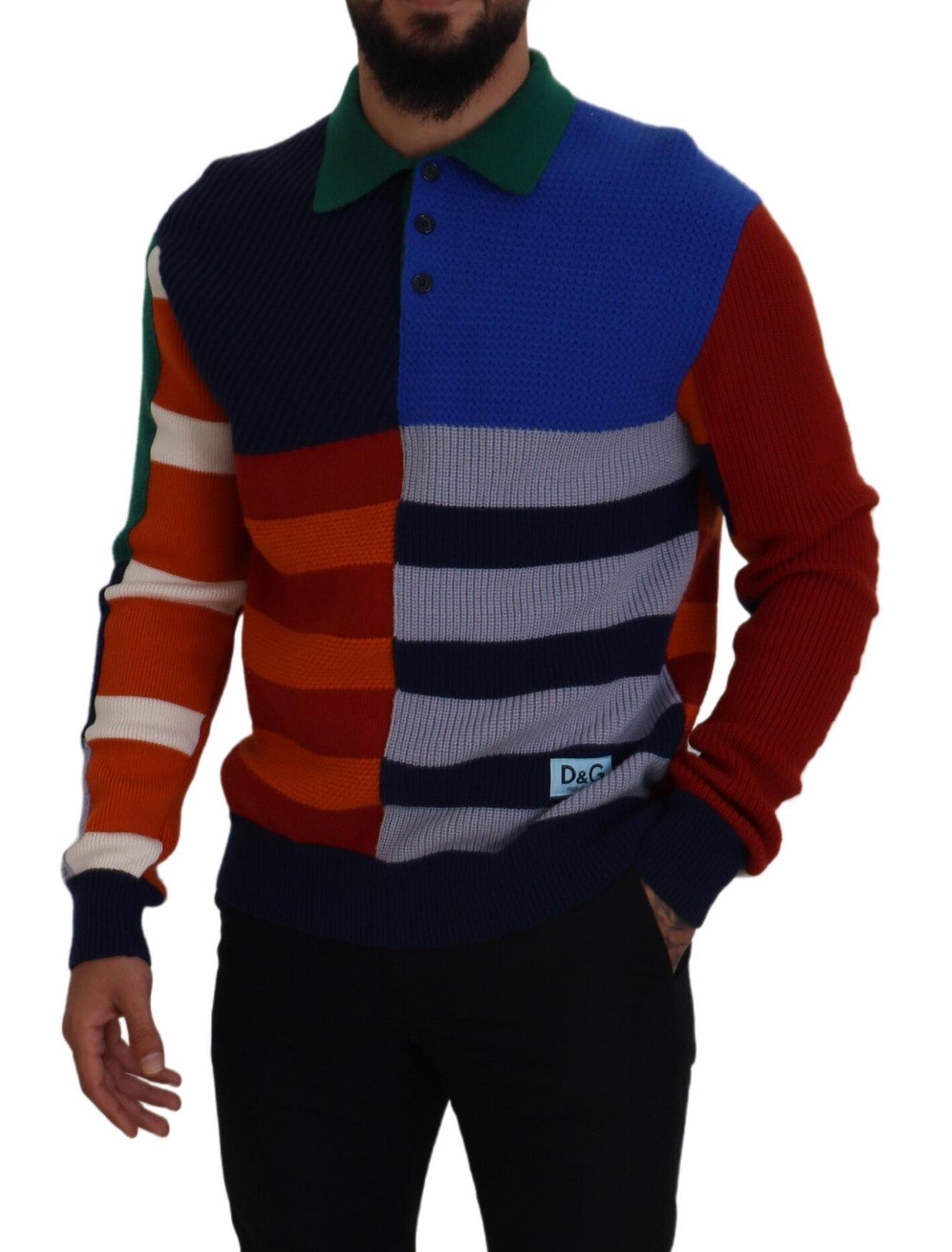Multicolor Stripes Wool Pullover Sweater - ventzia