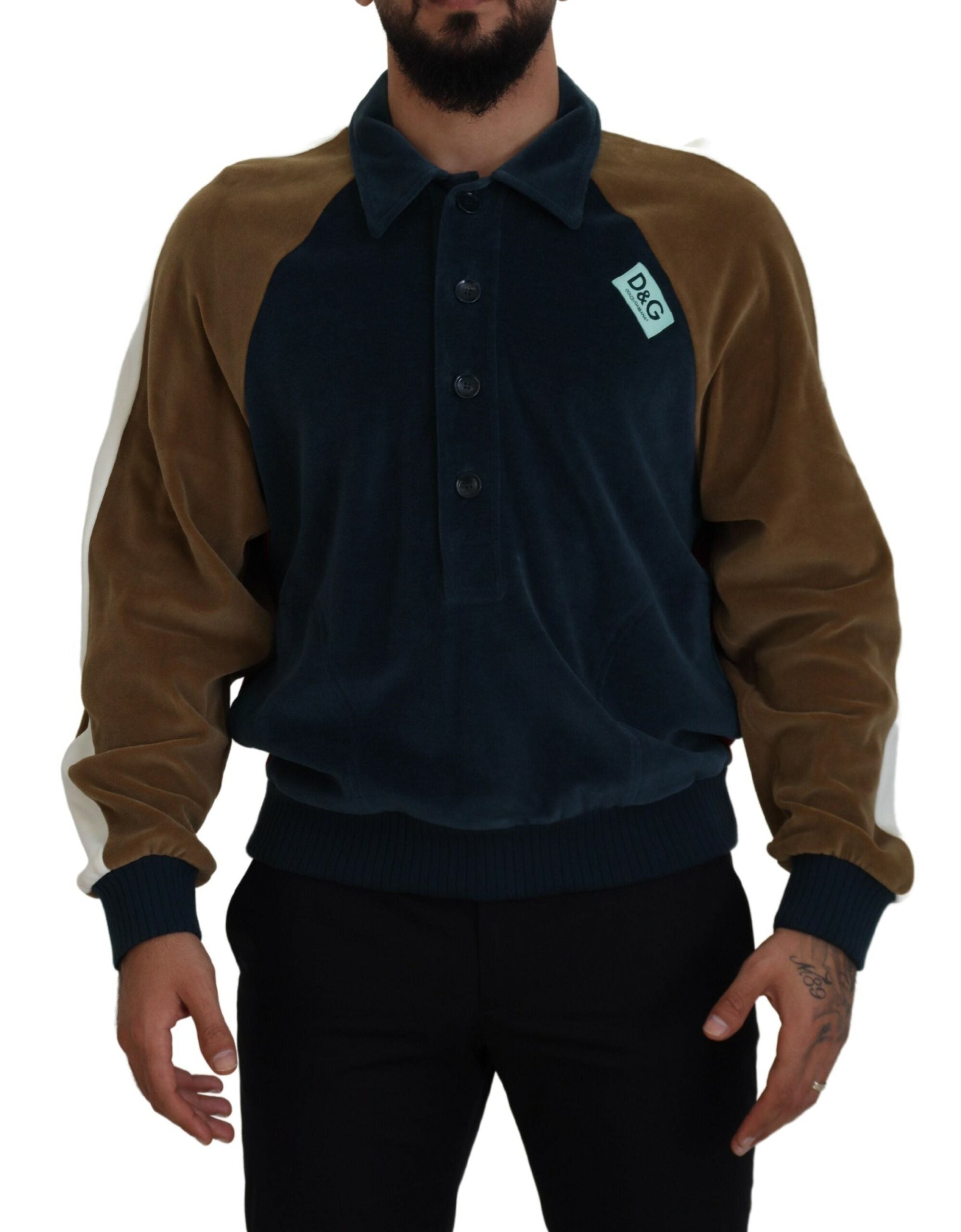 Multicolor Cotton Collared Pullover Sweater - ventzia