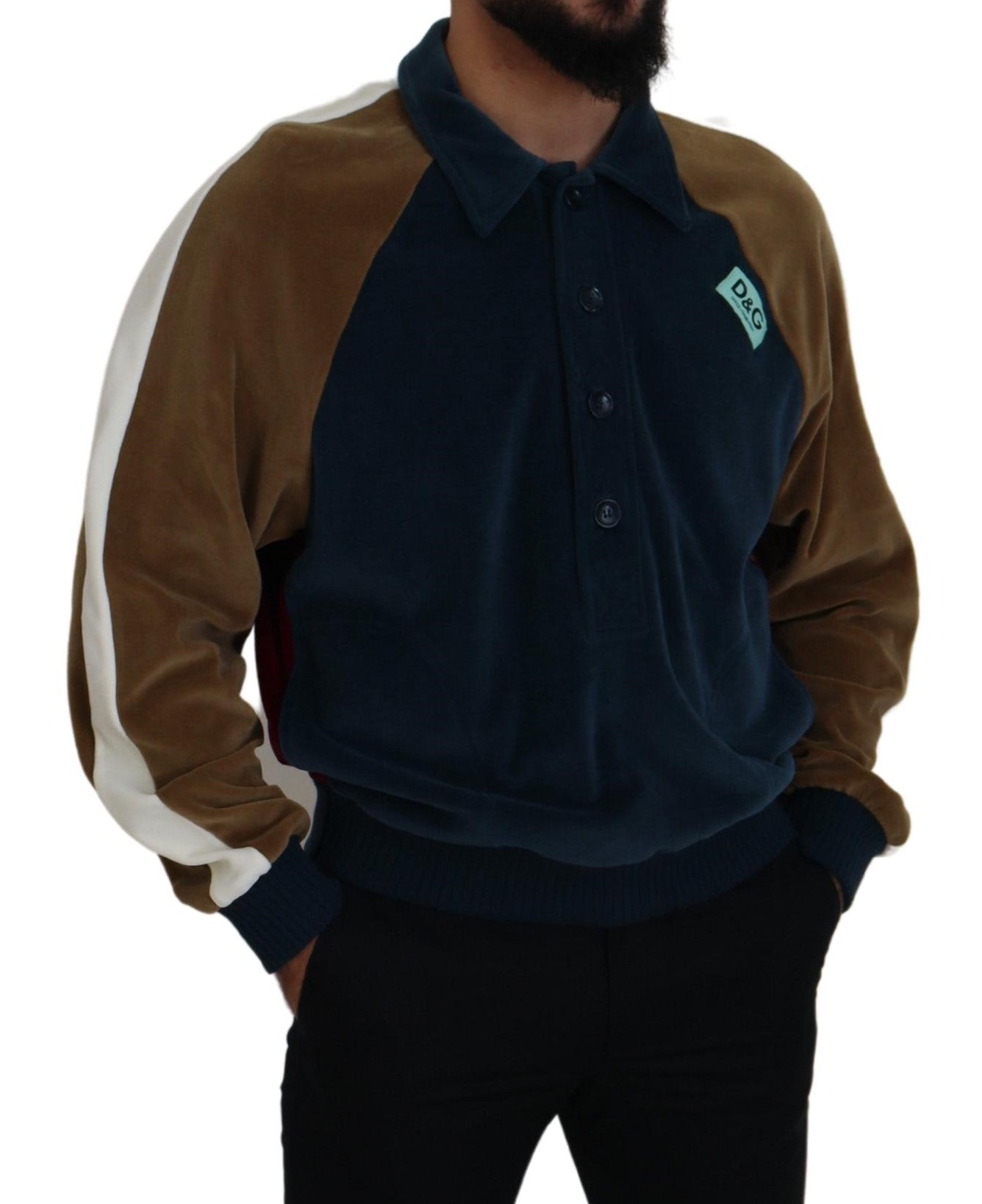 Multicolor Cotton Collared Pullover Sweater - ventzia