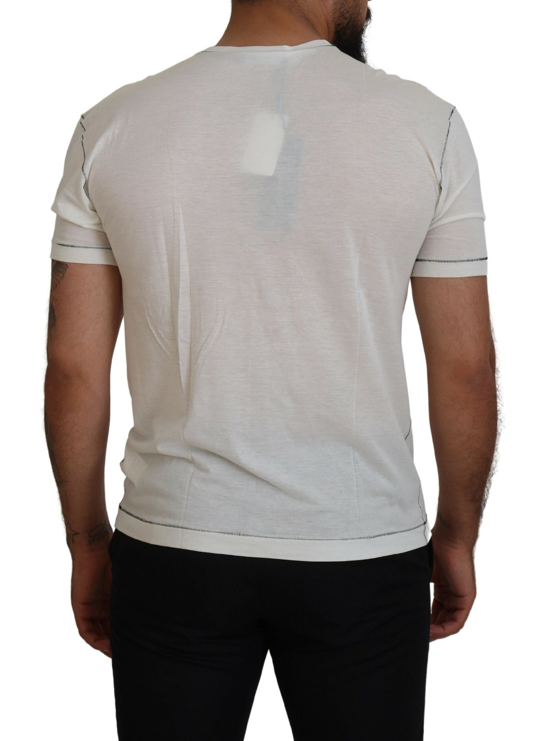 White Printed Short Sleeves Men T-shirt - ventzia