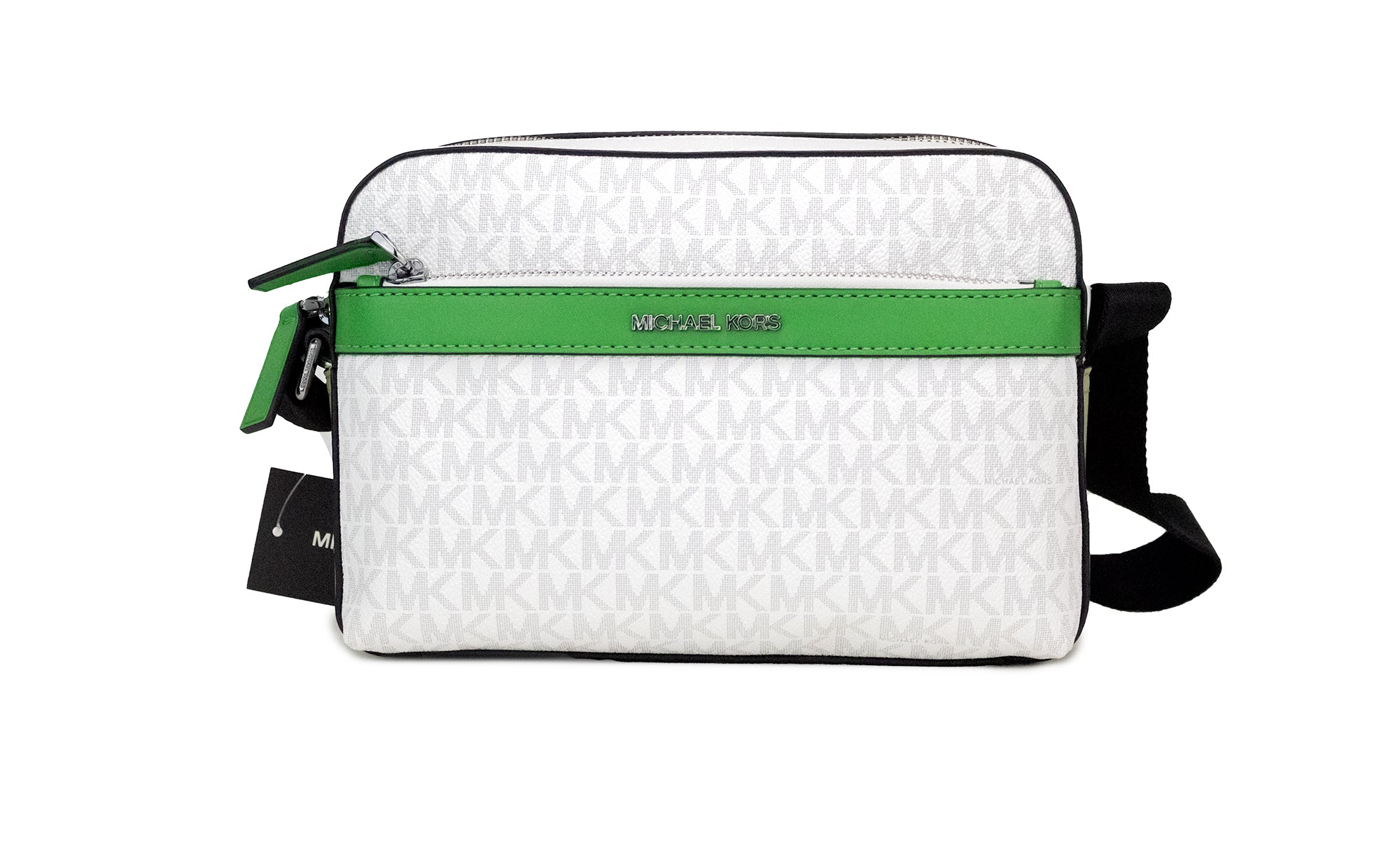 Cooper Small Bright White Palm Signature PVC Utility Crossbody Bag - ventzia