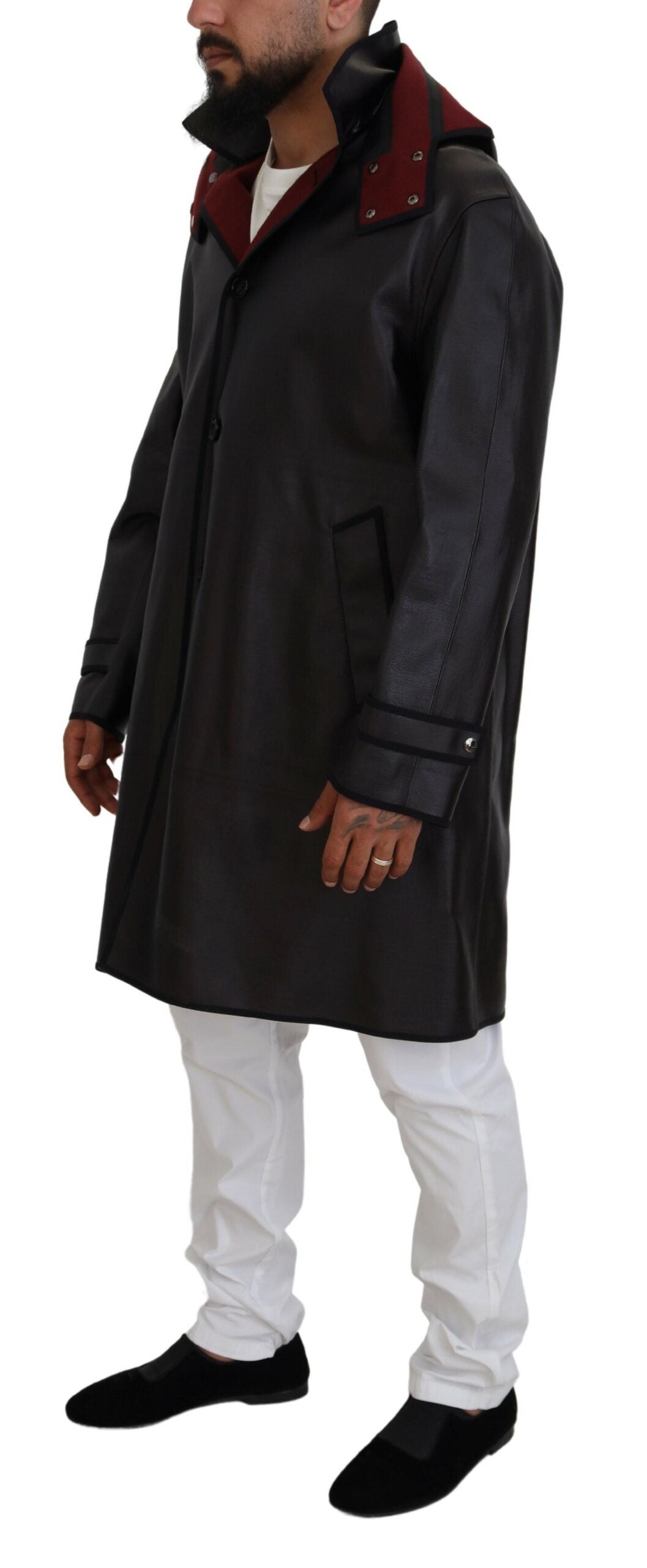 Black Trench Hooded Parka Cotton Jacket - ventzia