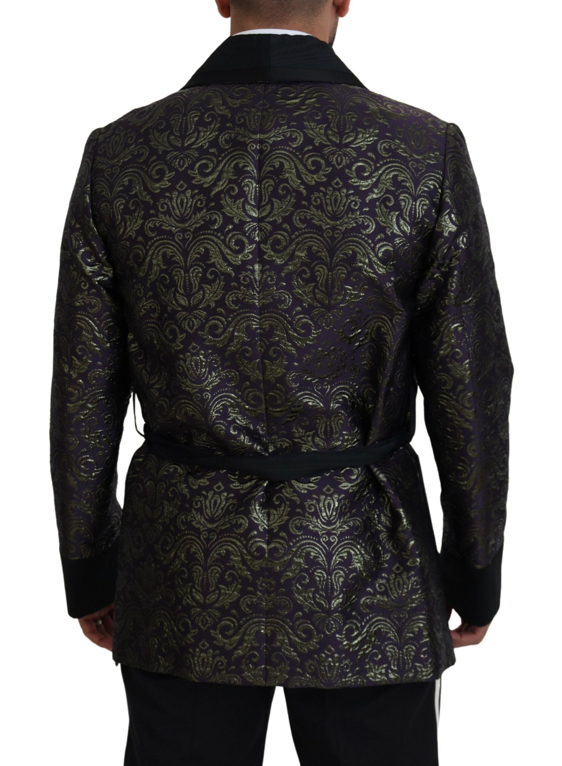 Gold Purple Baroque Jacket Blazer Robe - ventzia