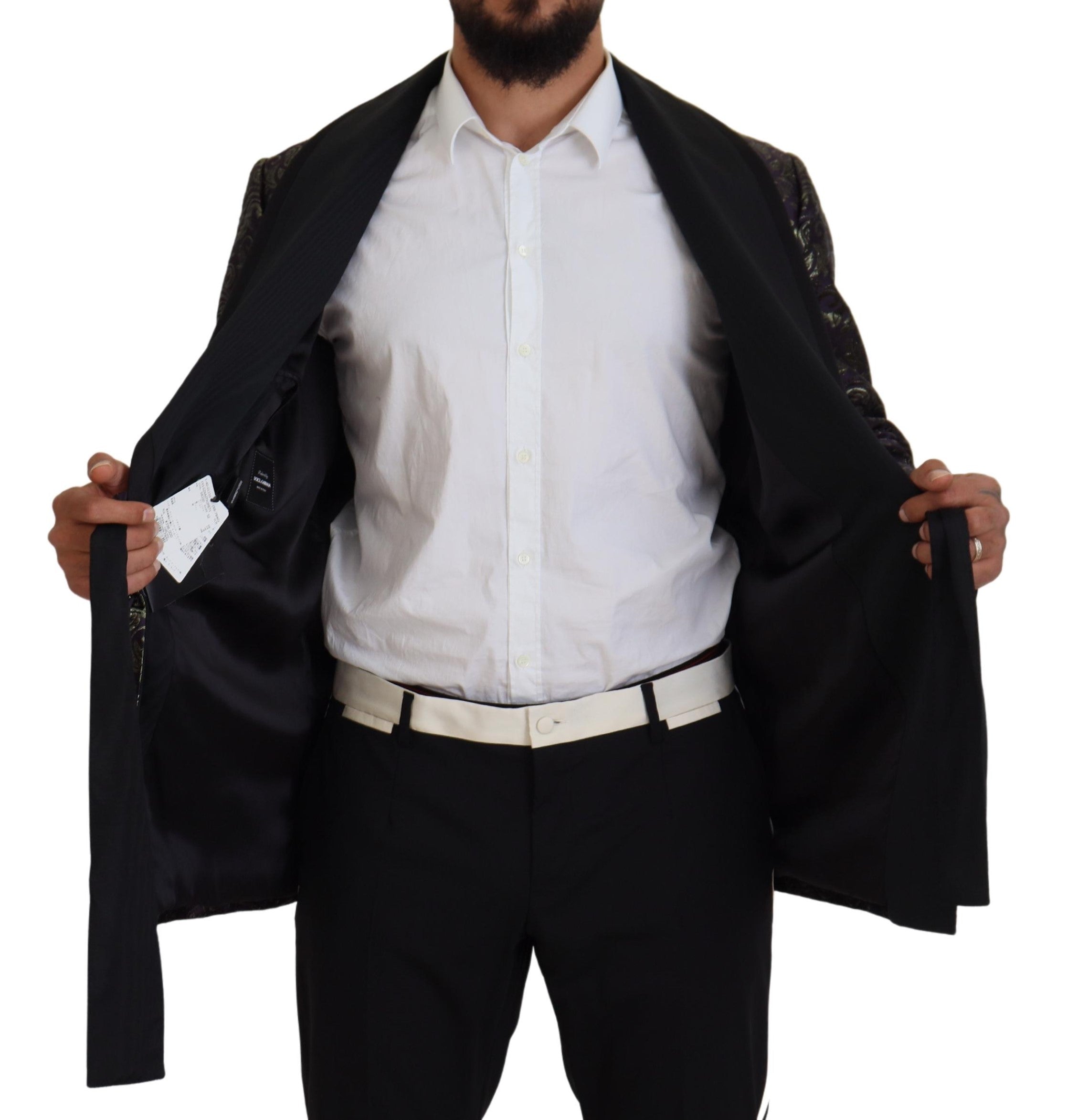 Gold Purple Baroque Jacket Blazer Robe - ventzia