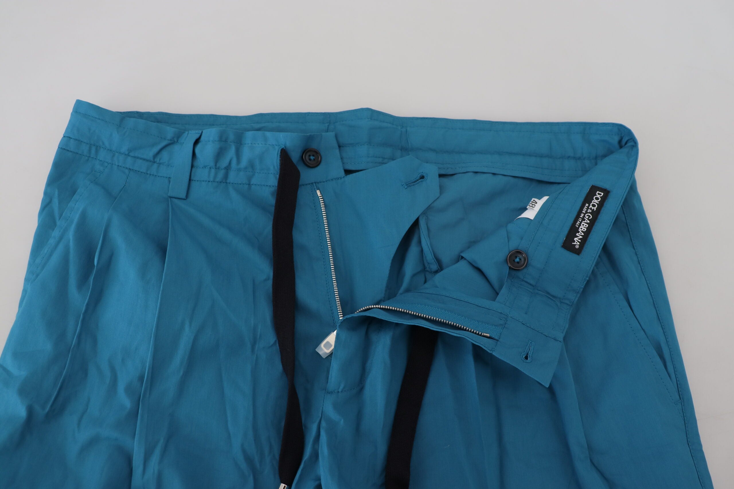 Blue Cotton Chinos Trousers Pants - ventzia