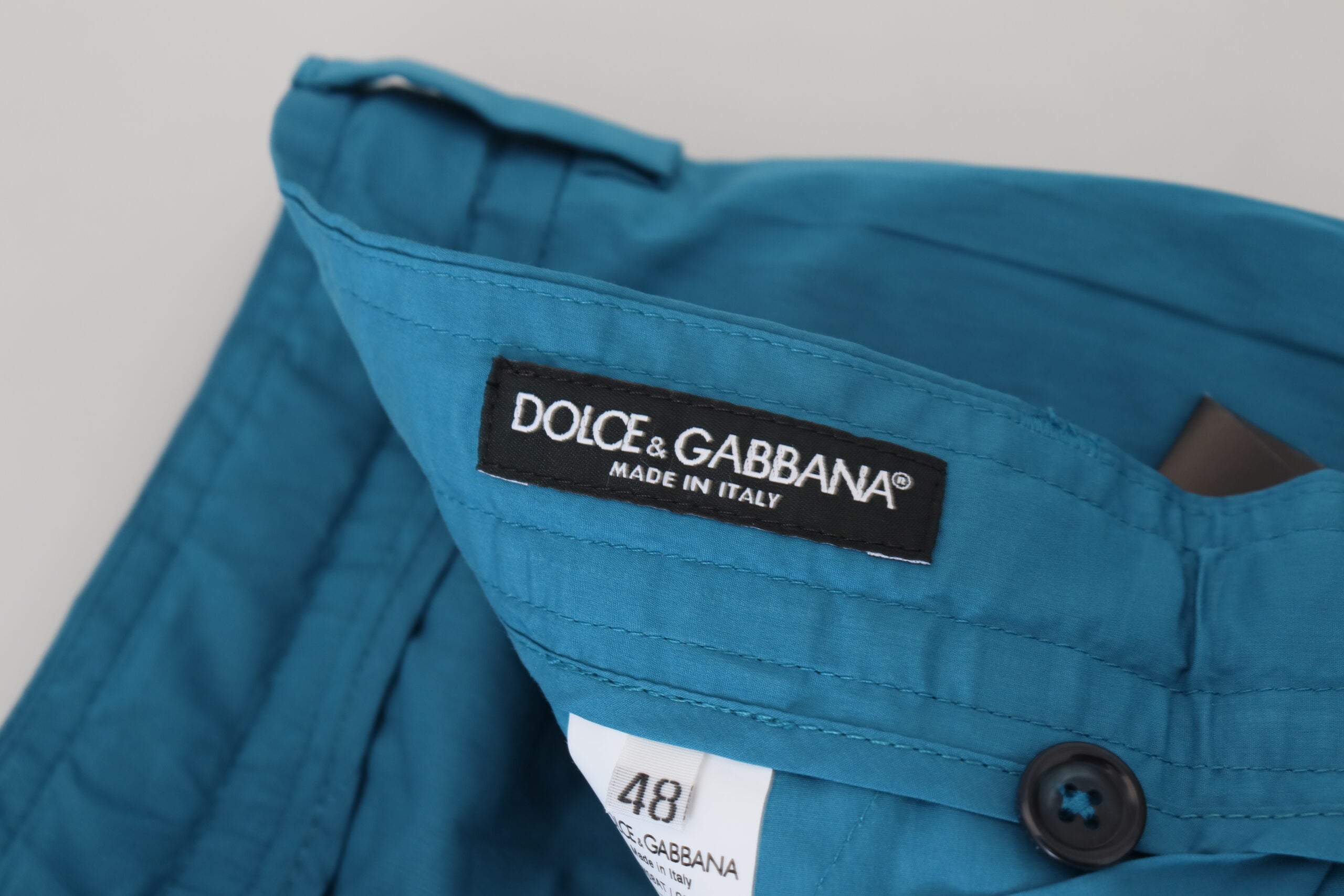 Blue Cotton Chinos Trousers Pants - ventzia