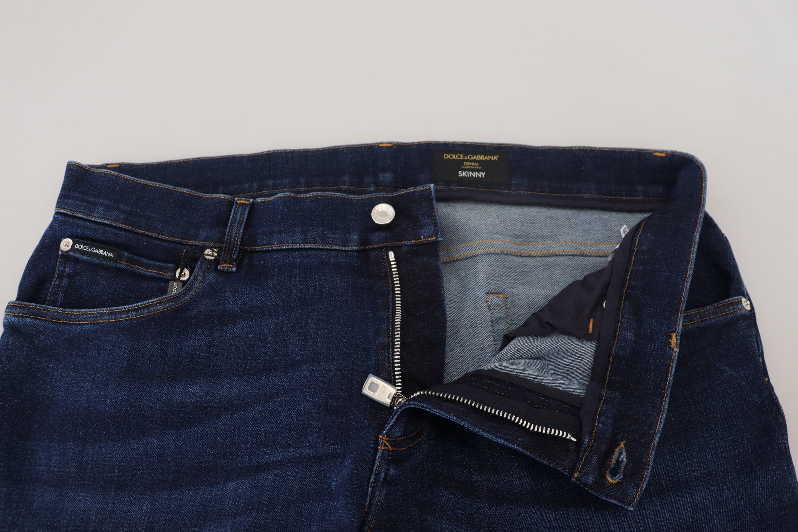 Dark Blue Cotton Denim SKINNY Jeans - ventzia