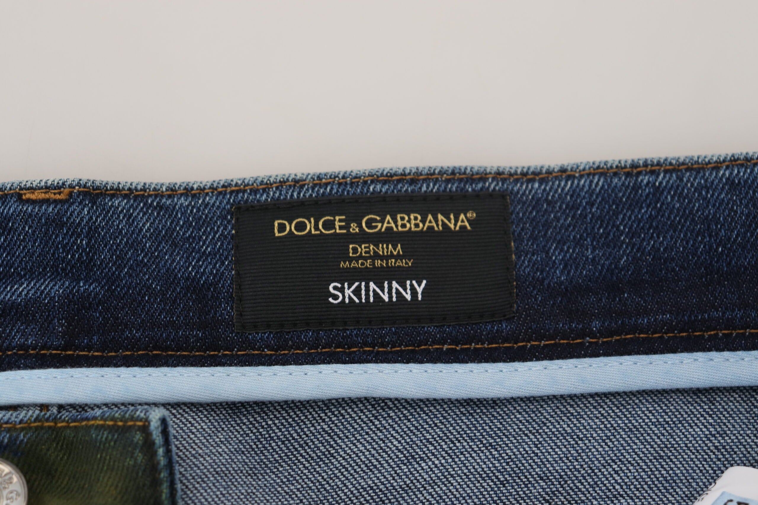 Blue Green Skinny Cotton Denim Jeans - ventzia
