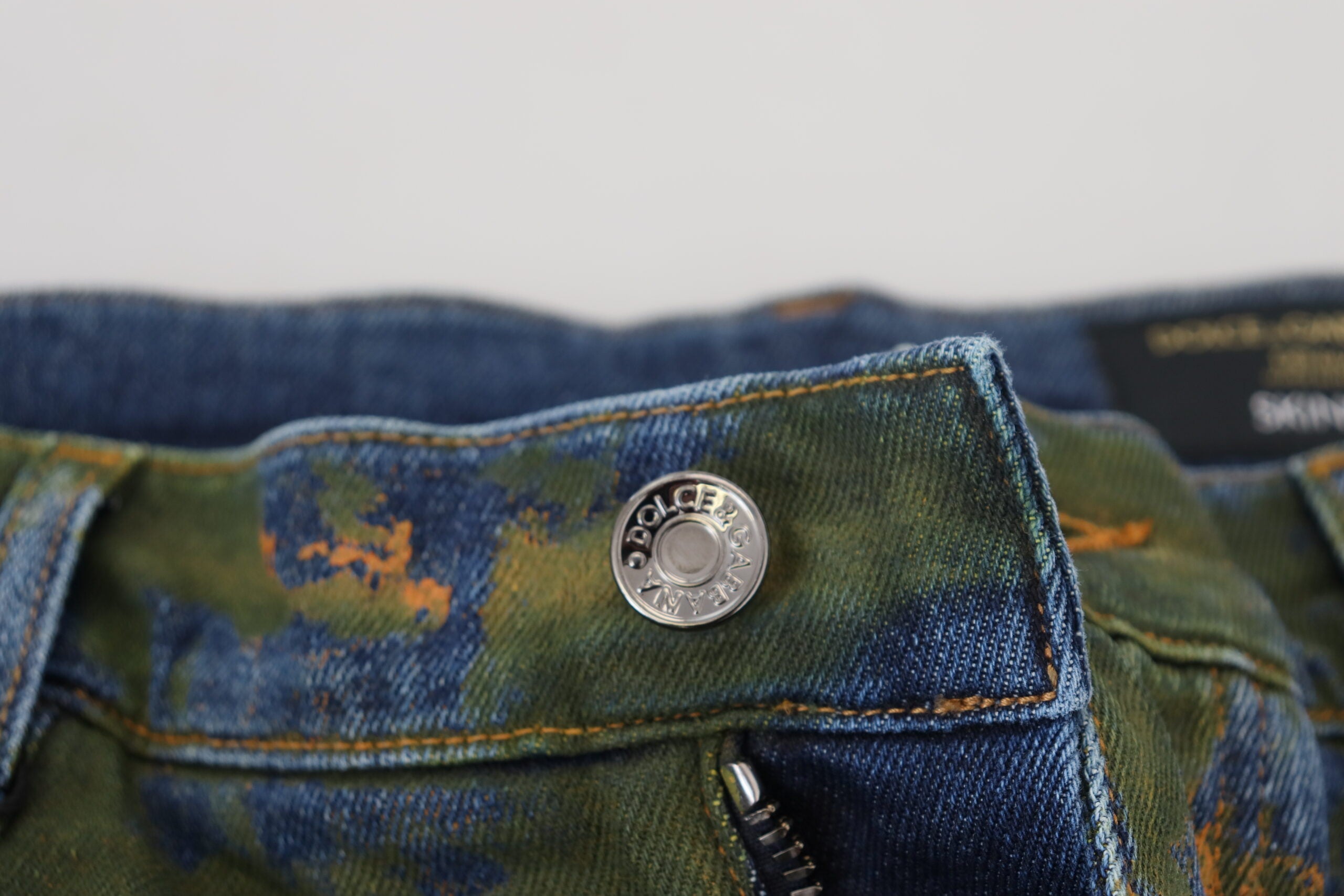 Blue Green Skinny Cotton Denim Jeans - ventzia