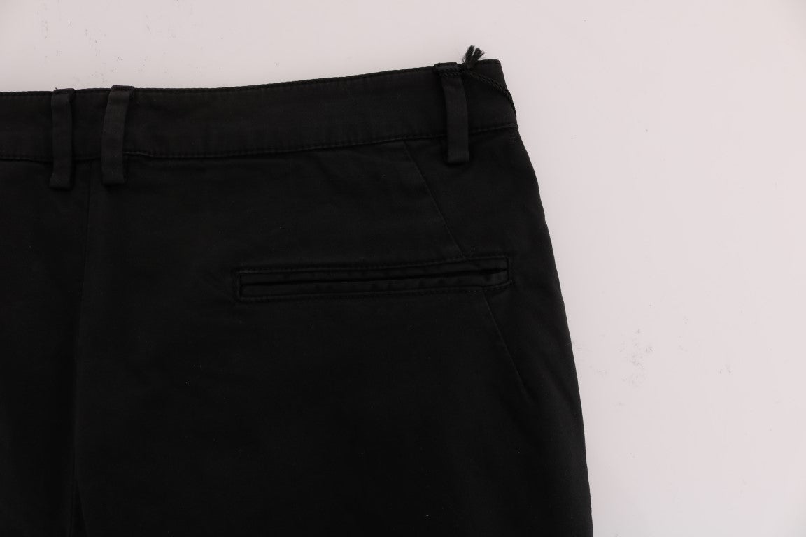 Chic Black Slim Fit Cotton Stretch Pants - ventzia