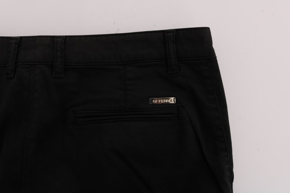 Elegant Slim Fit Black Cotton Trousers - ventzia