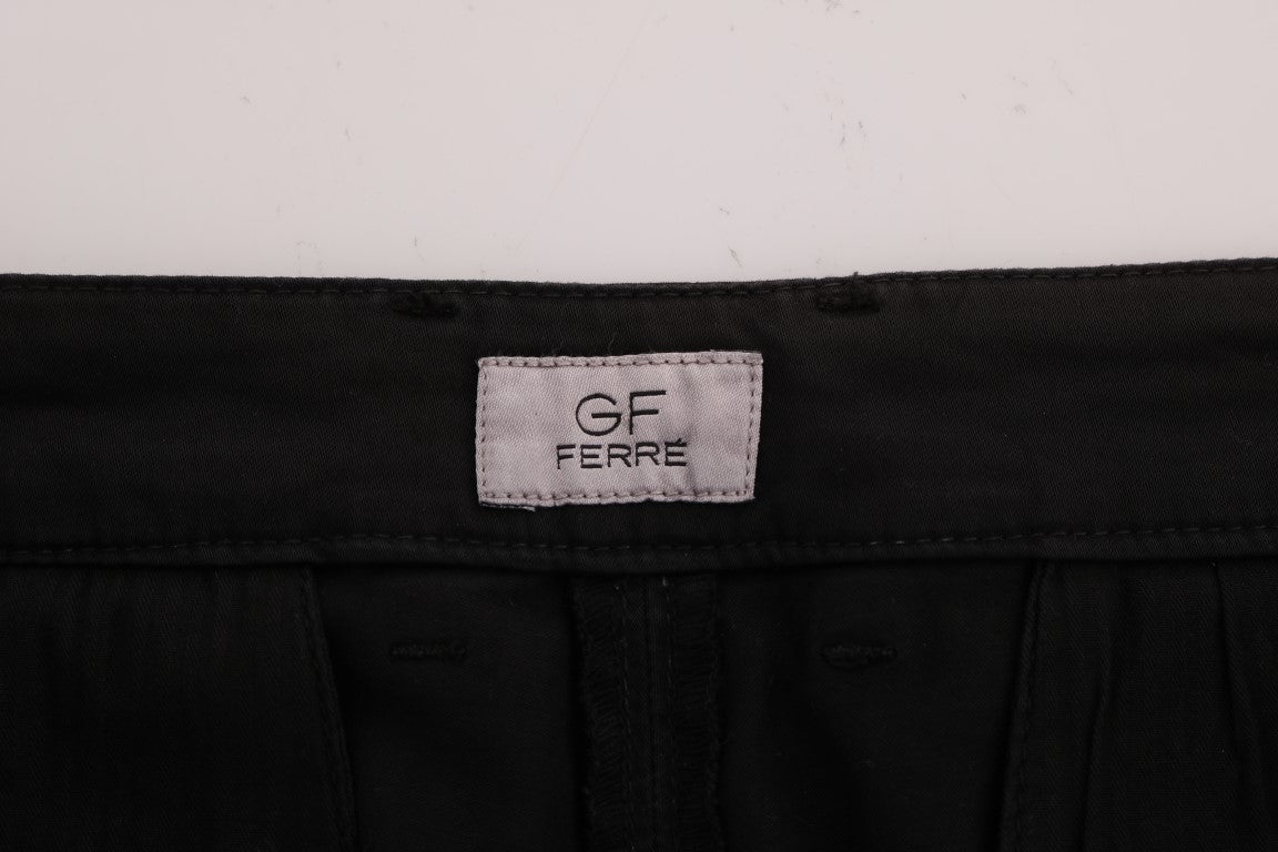 Elegant Slim Fit Black Cotton Trousers - ventzia