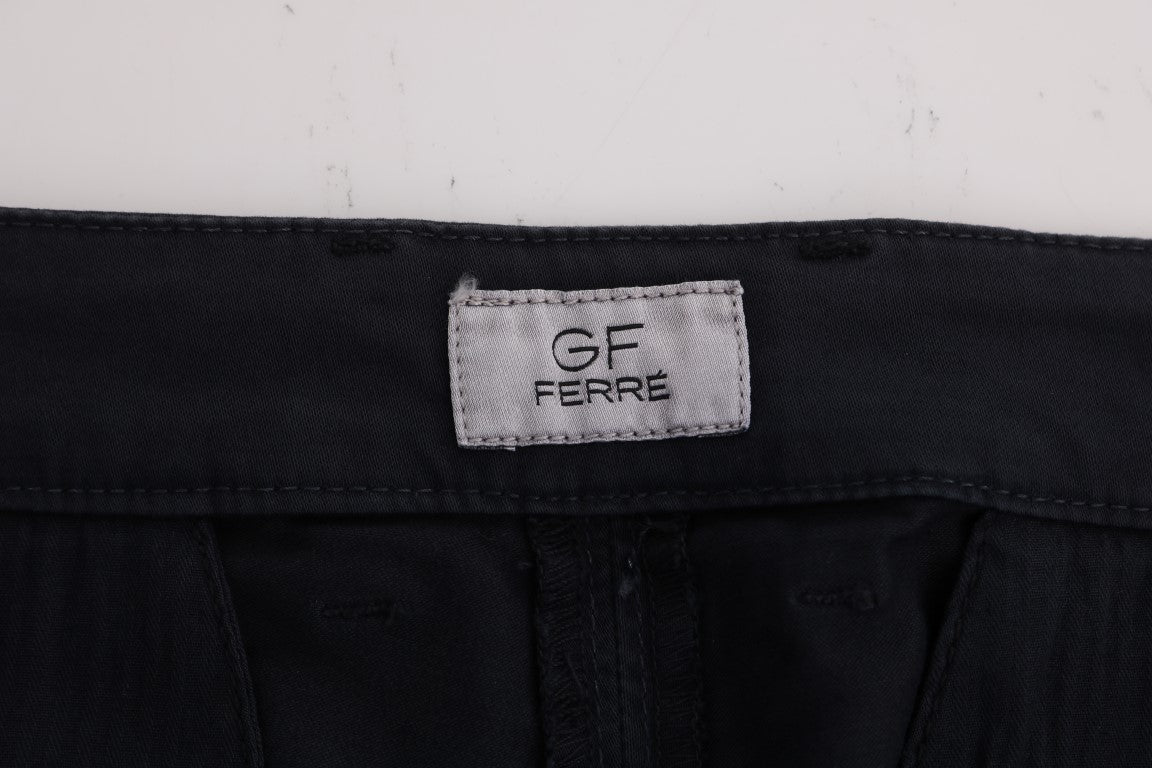 Chic Slim-Fit Blue Cotton Stretch Pants - ventzia